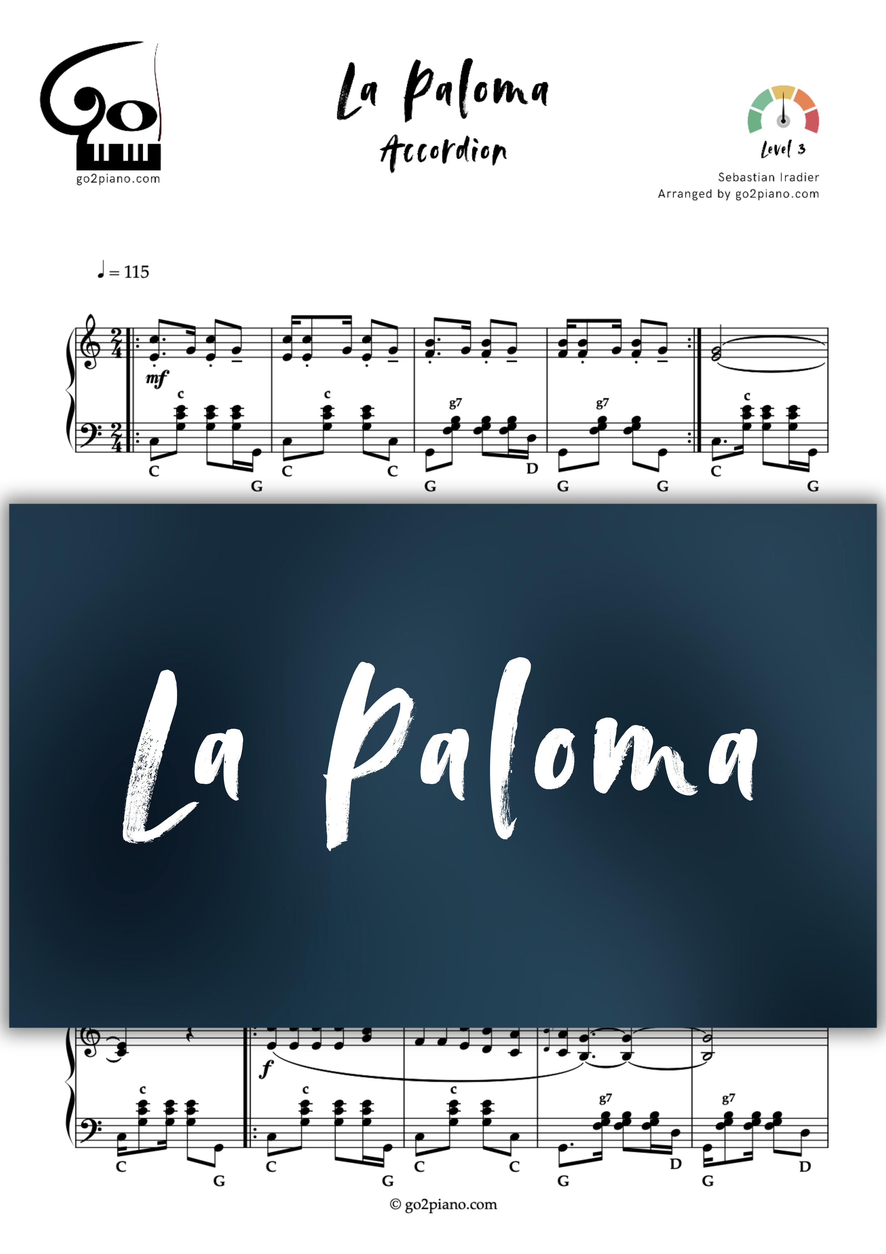 La Paloma - Accordéon - Niveau 3 Go2Piano