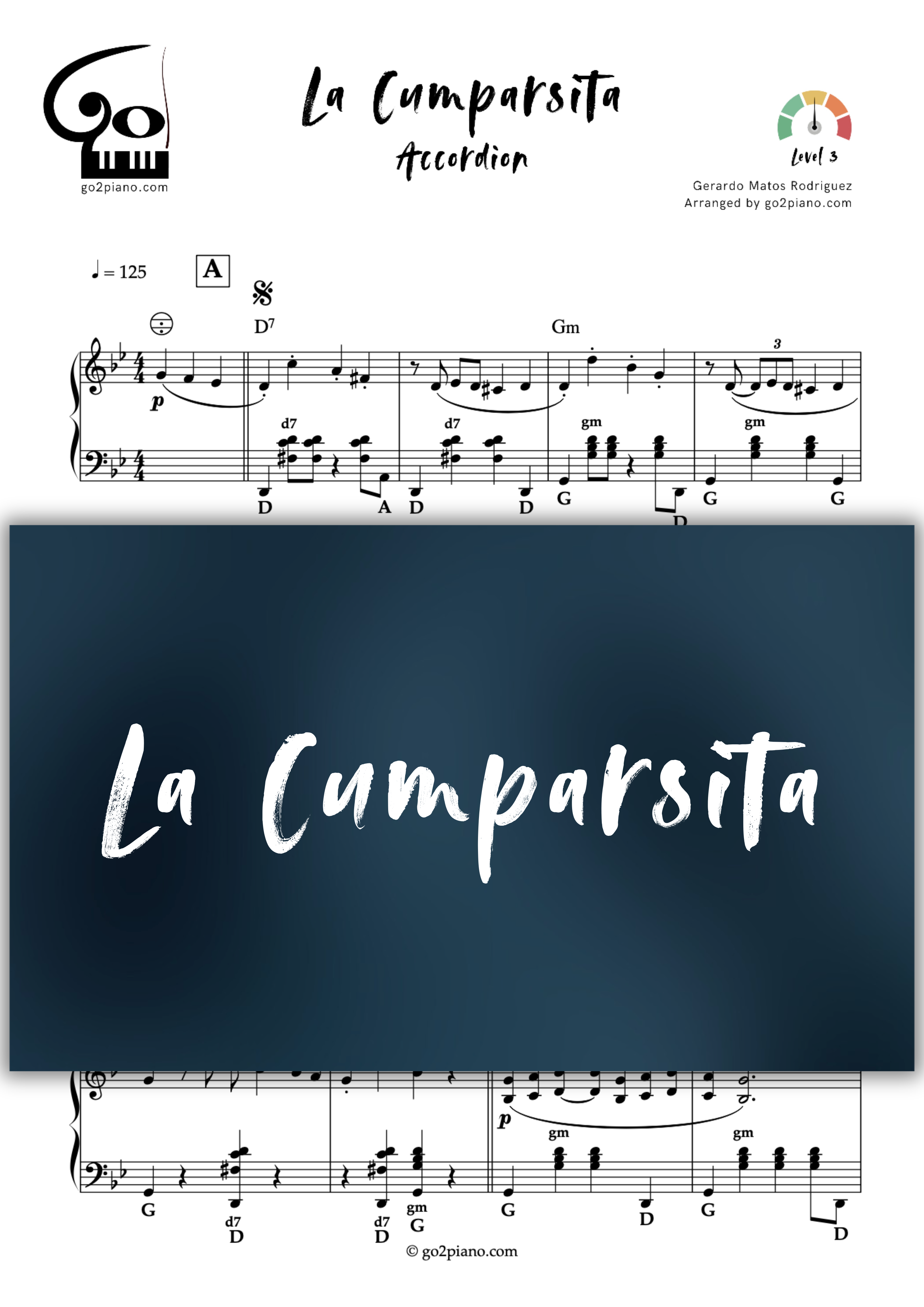 La Cumparsita - Accordéon - Niveau 3 Go2Piano