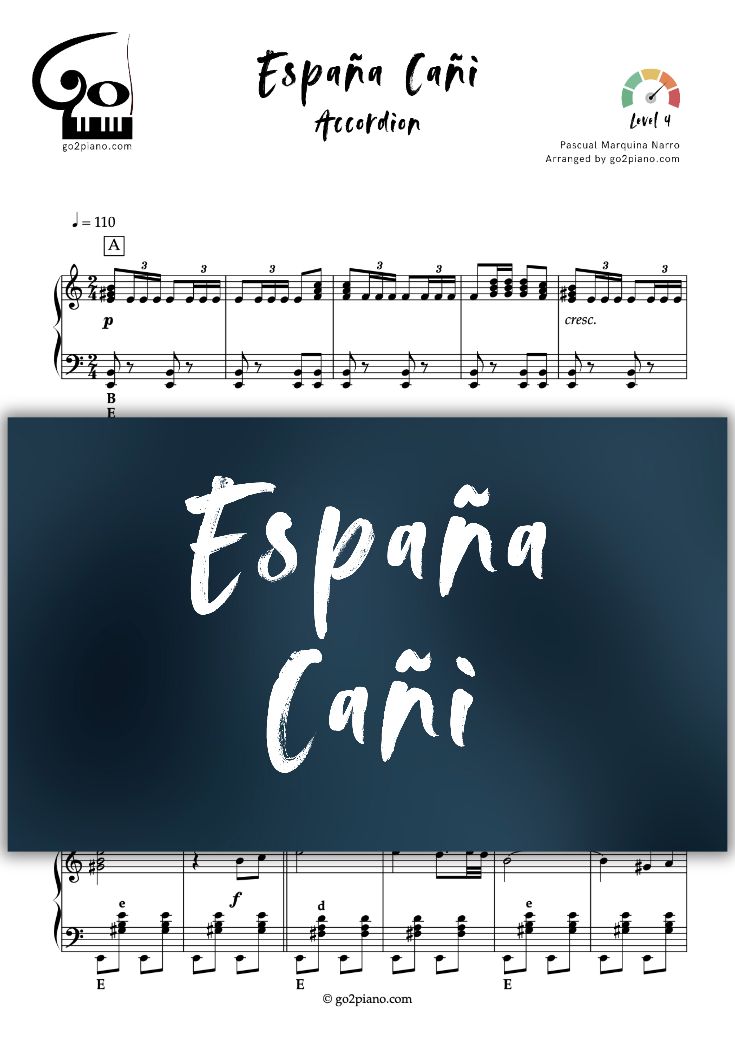 España Cañi - Accordéon - Niveau 4 Go2Piano