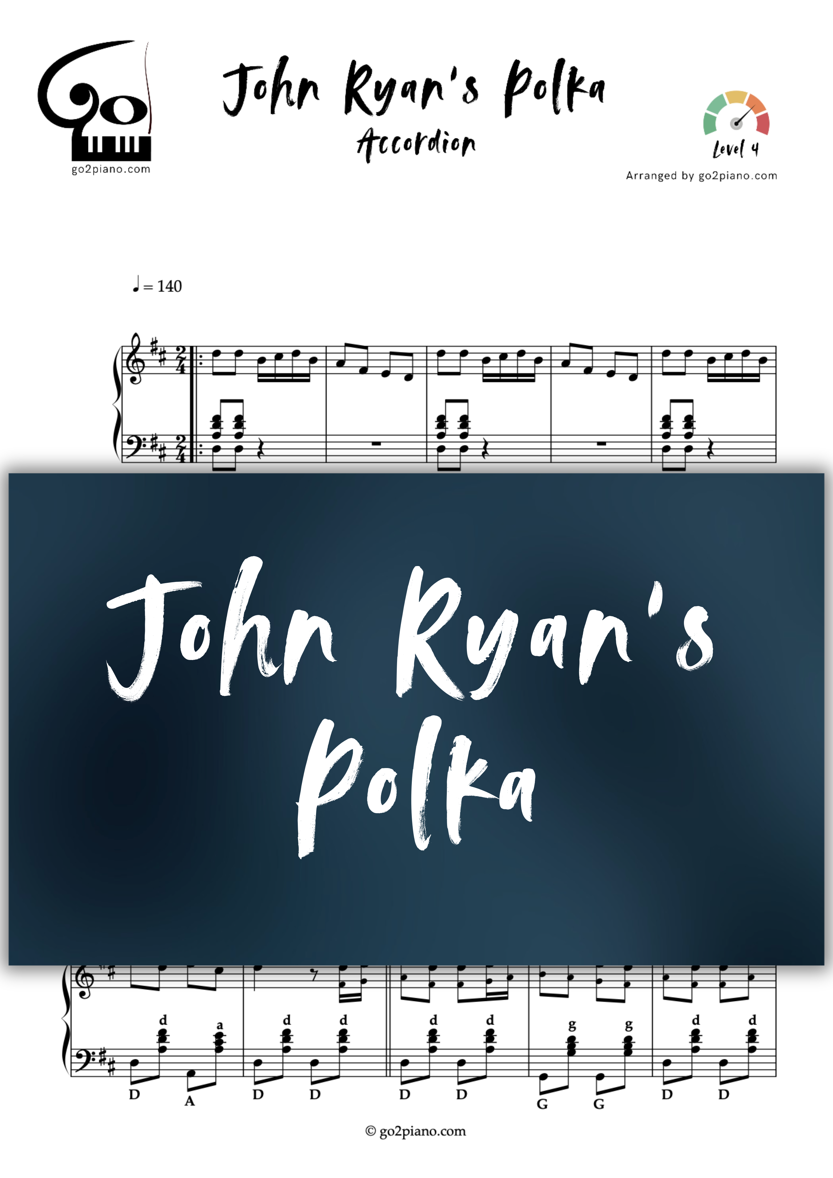 John Ryan's Polka - Accordéon - Niveau 4 Go2Piano