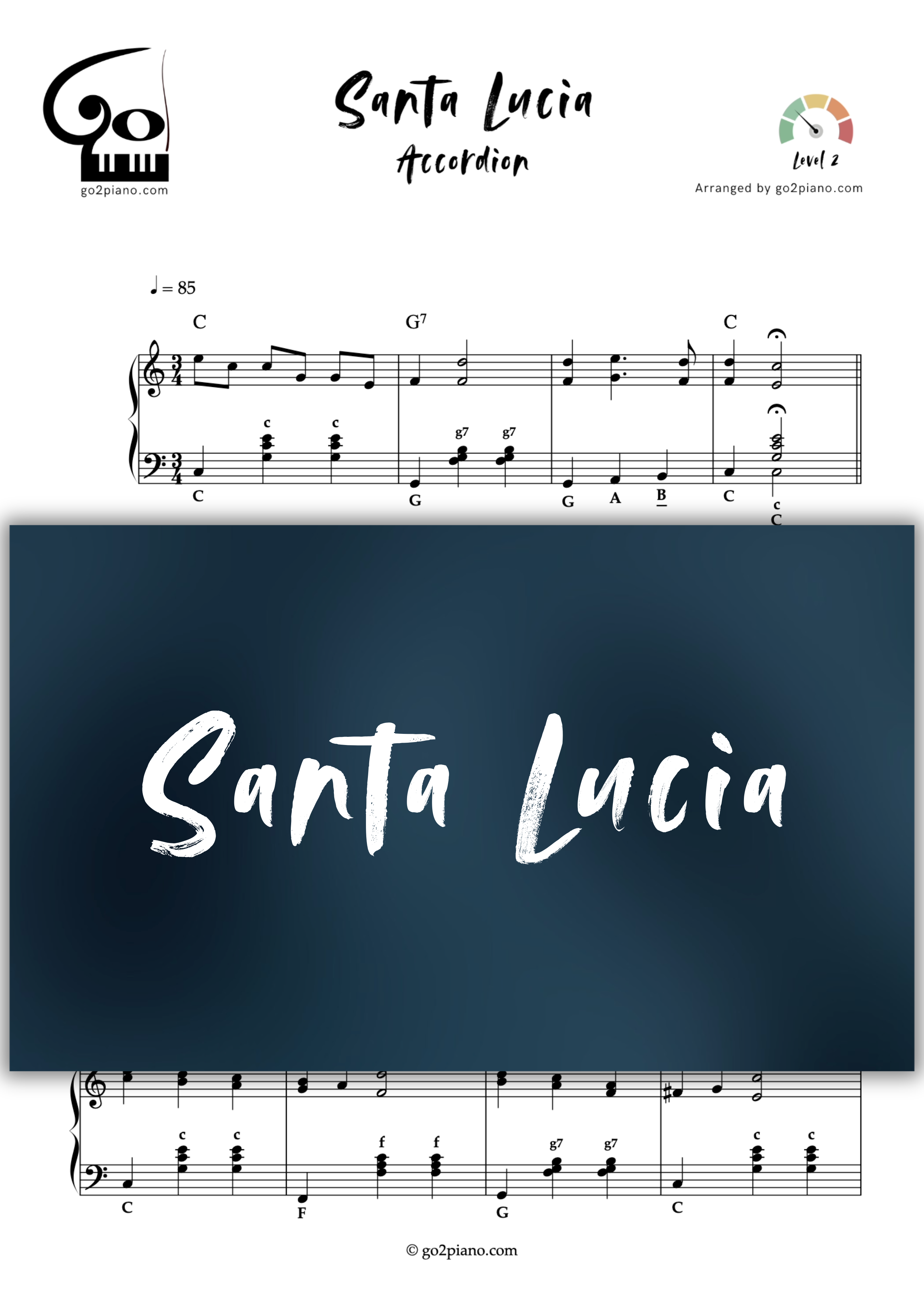 Santa Lucia - Accordéon - Niveau 2 Go2Piano