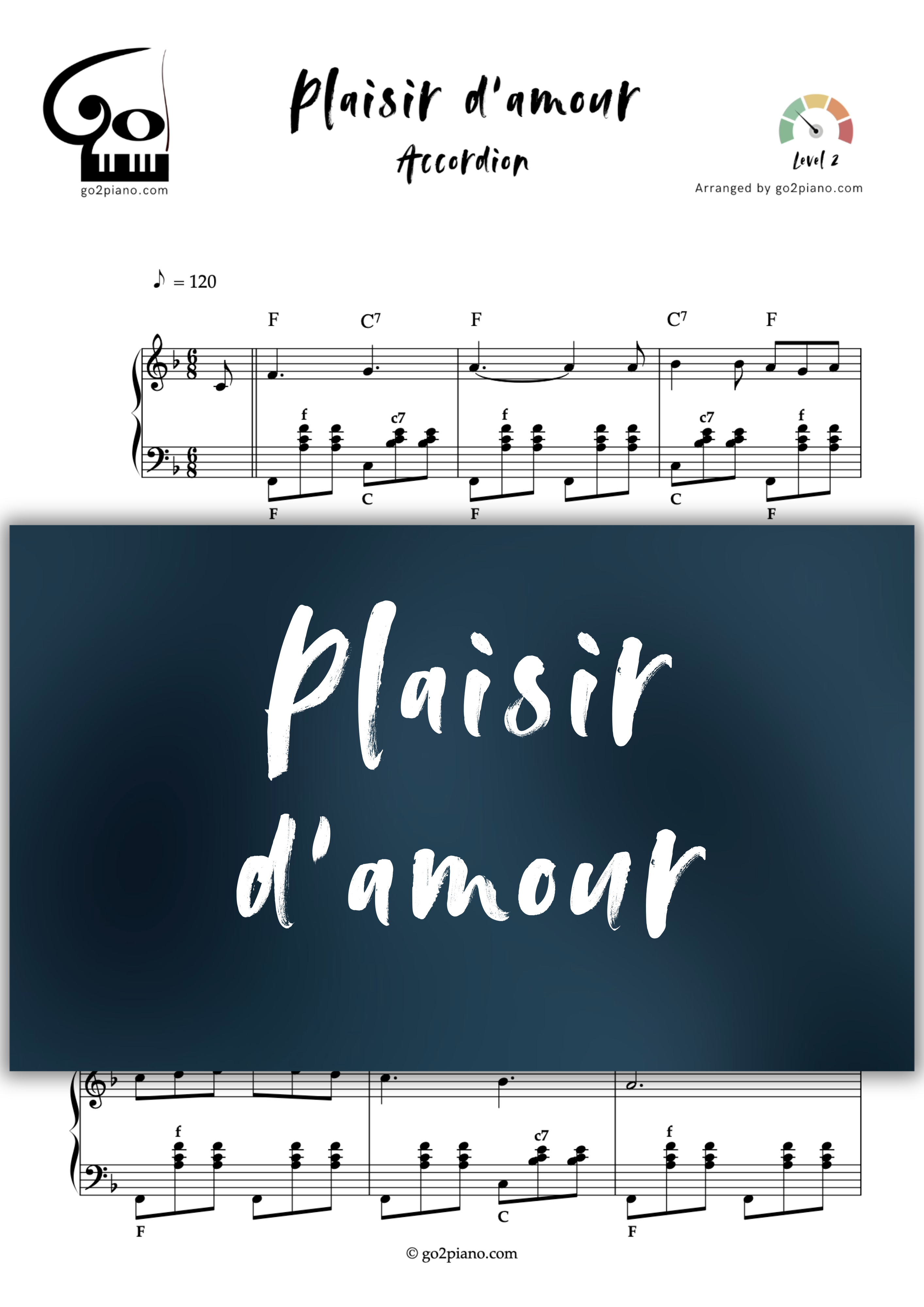 Plaisir d'amour - Accordéon - Niveau 2 Go2Piano