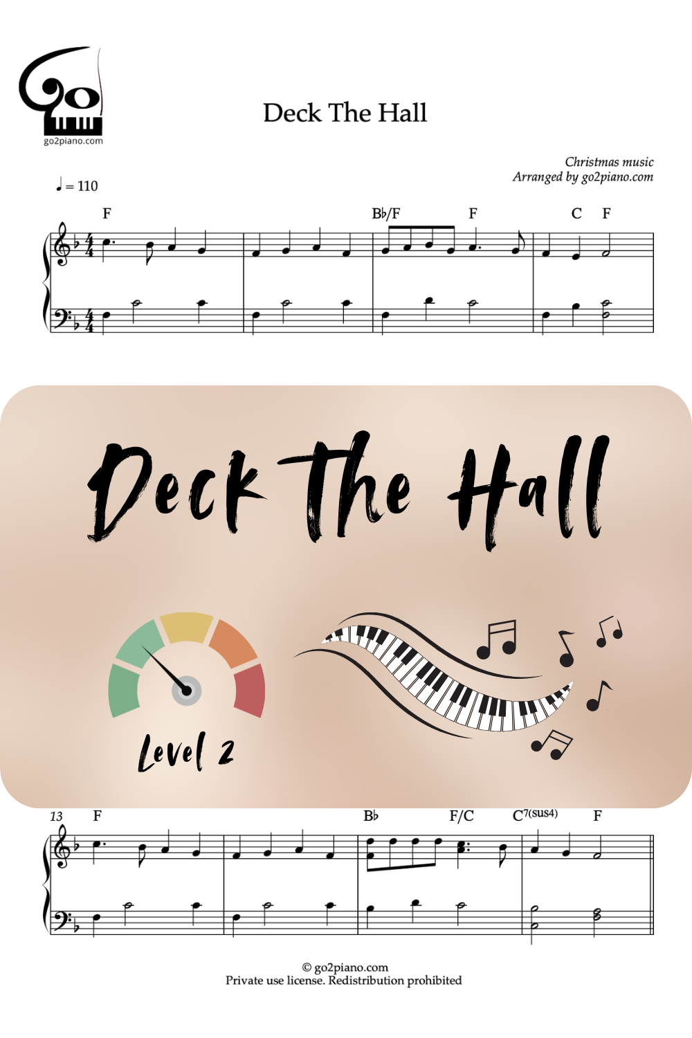 Deck the Hall - Piano - Niveau 2/5