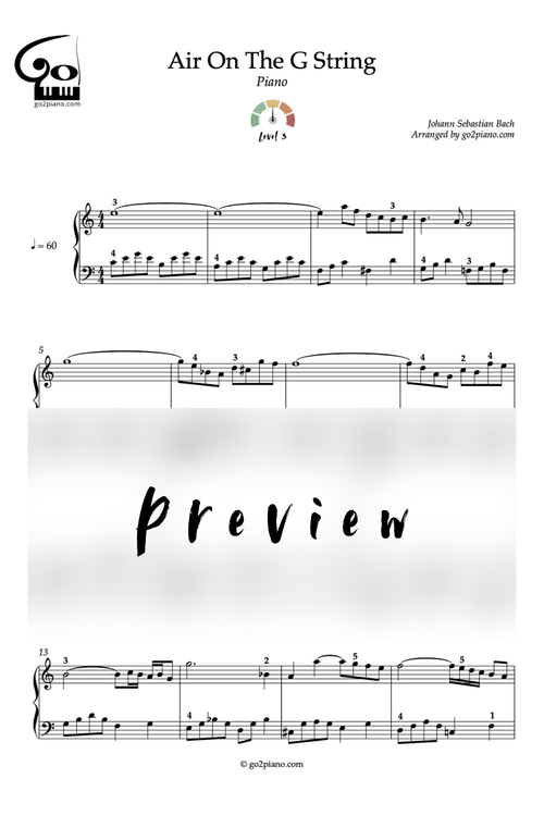 Air sur la Corde de Sol - Piano - Niveau 3/5