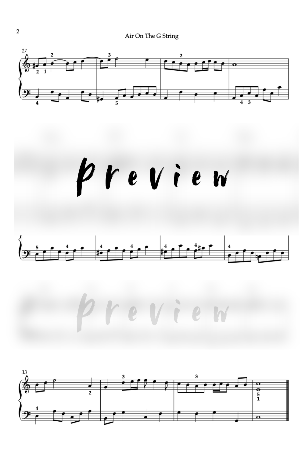 Air sur la Corde de Sol - Piano - Niveau 3/5