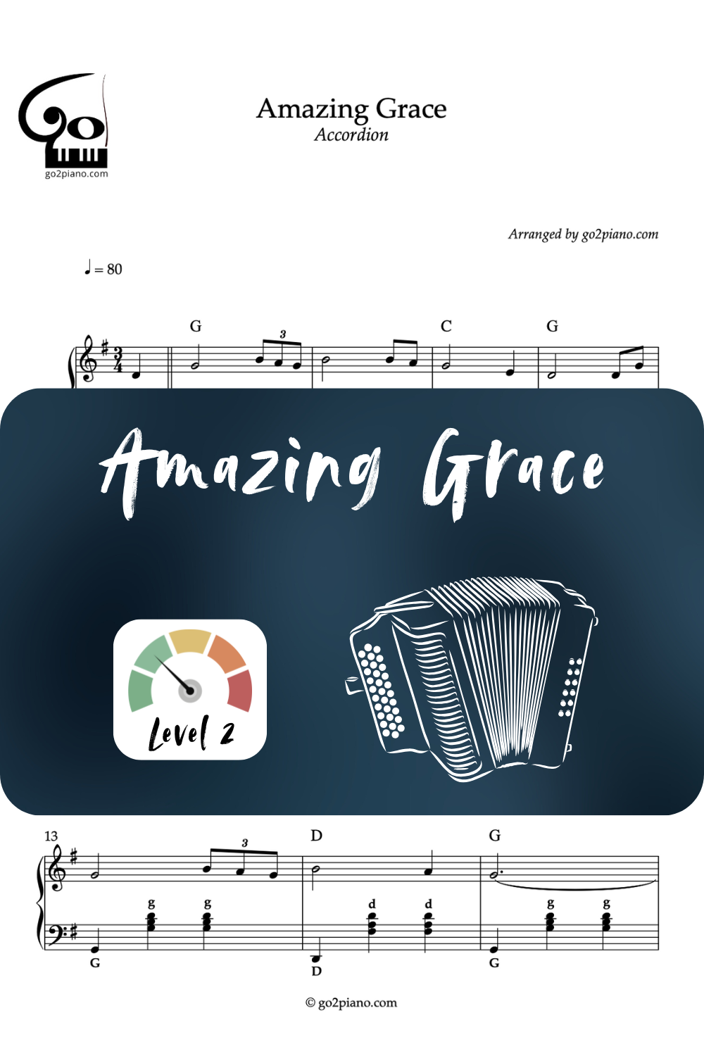 Amazing Grace - Accordéon - Niveau 2/5