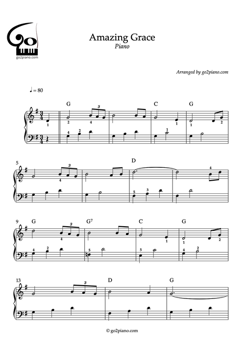 Amazing Grace - Piano - Niveau 2/5