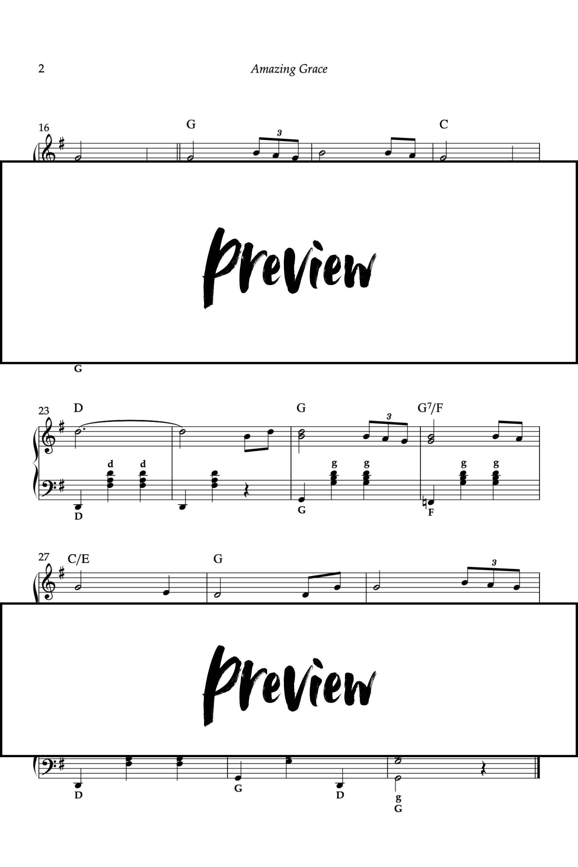 Amazing Grace - Accordion - Level 2