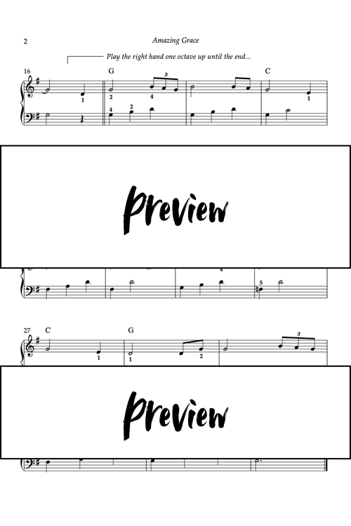 Amazing Grace - Piano - Niveau 2