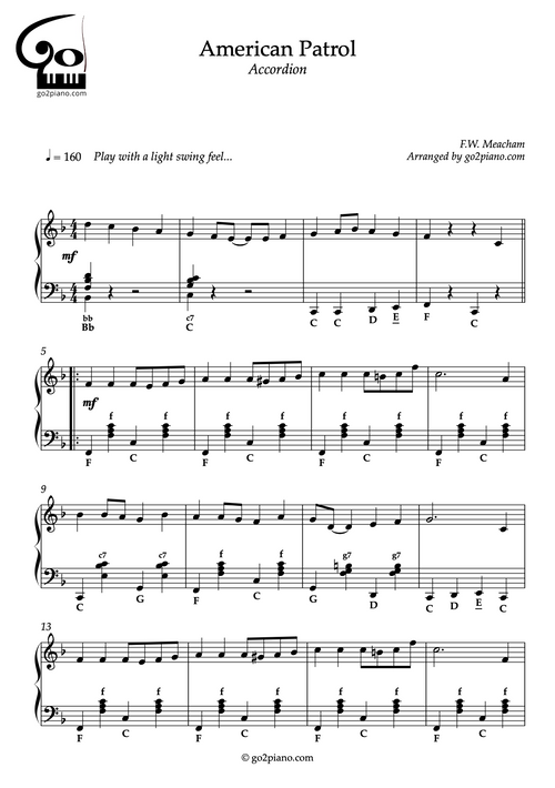 American Patrol - Accordéon - Niveau 4/5