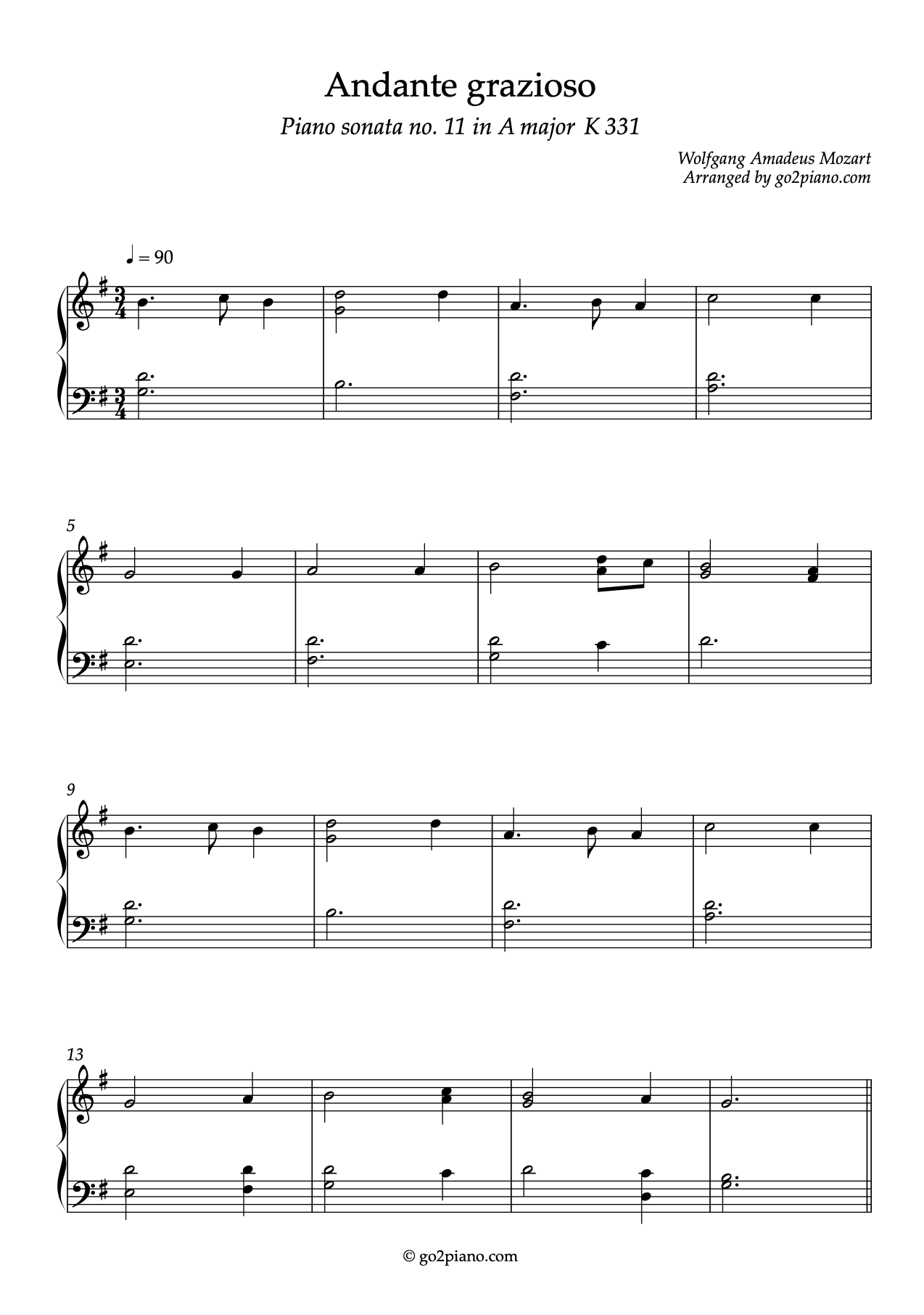 Andante Grazioso - Piano - Niveau 2/5