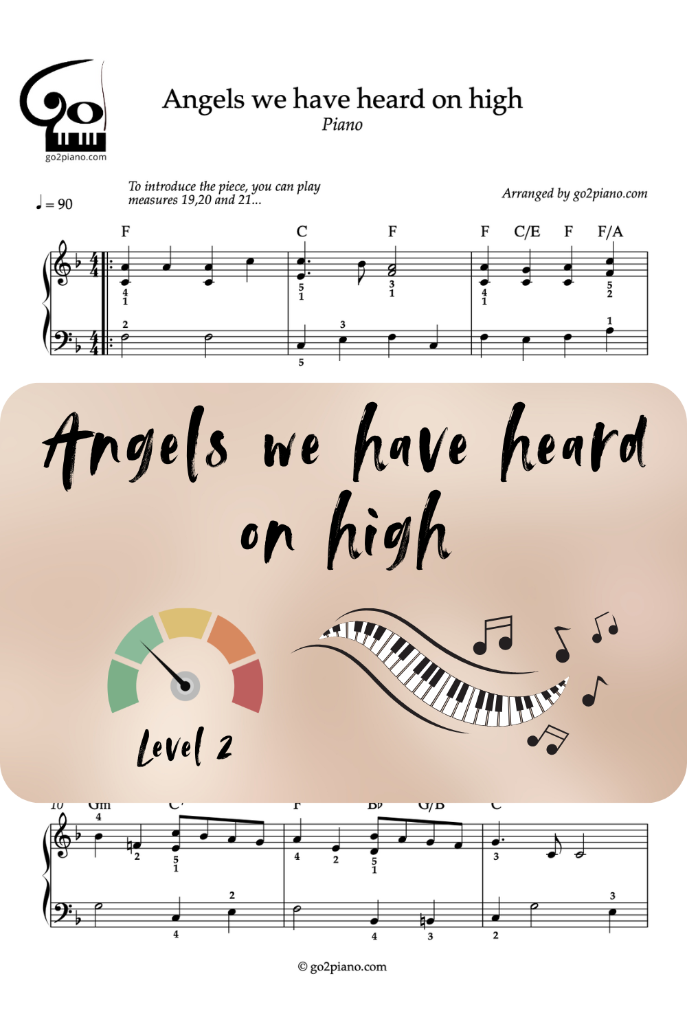 Angels We Have Heard on High - Piano - Niveau 2/5