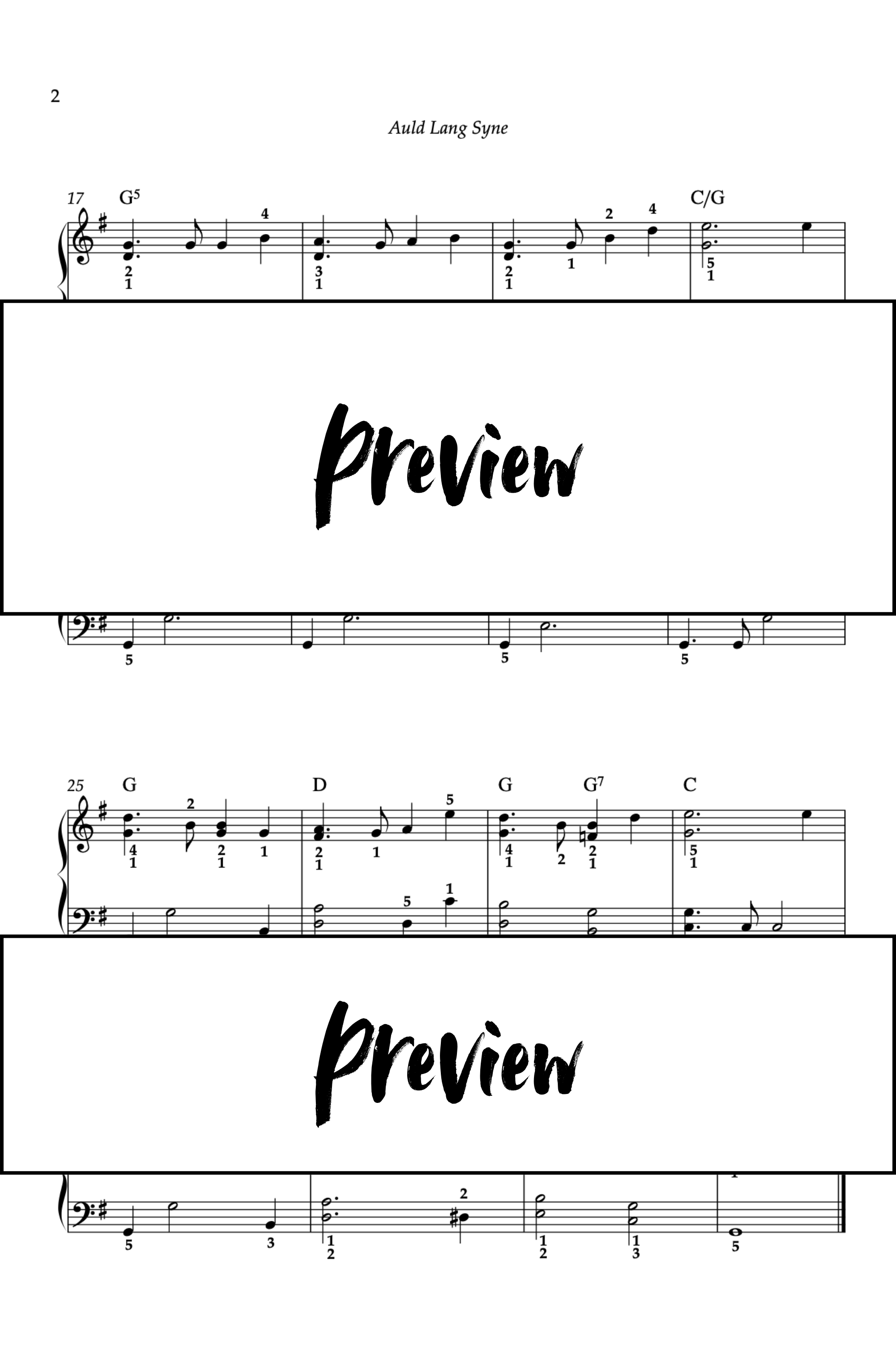 Auld Lang Syne - Piano - Level 2