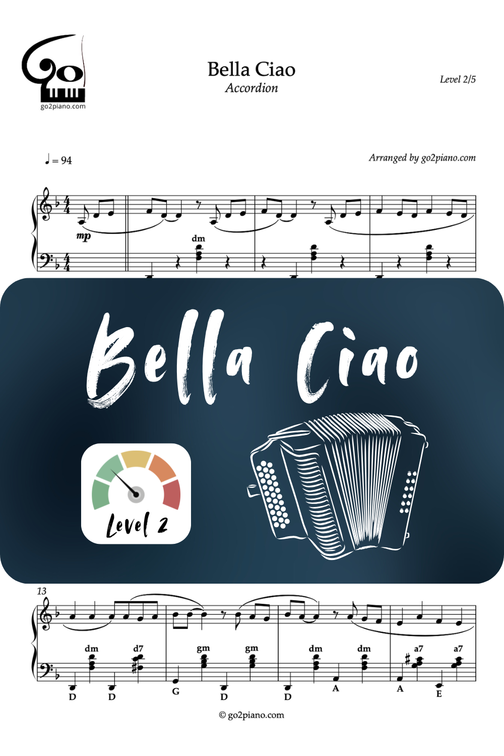 Bella Ciao - Accordéon - Niveau 2/5