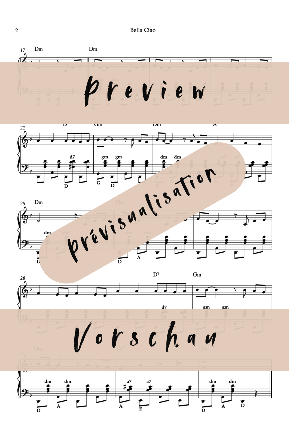 Bella Ciao - Accordéon - Niveau 2/5