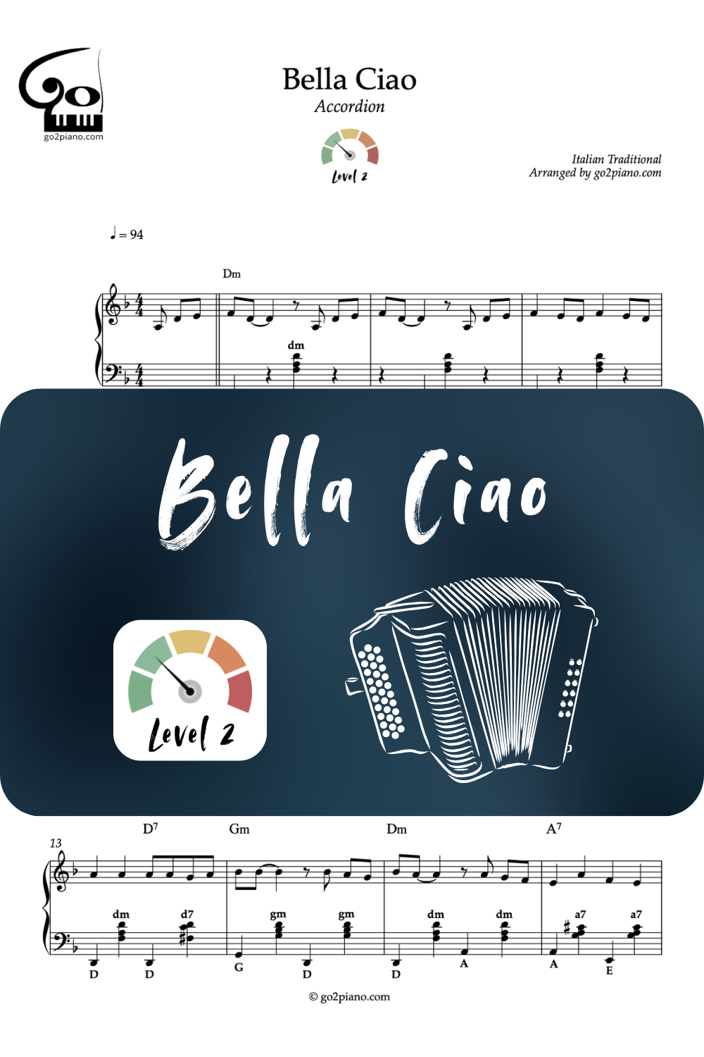 Bella Ciao - Accordéon - Niveau 2/5