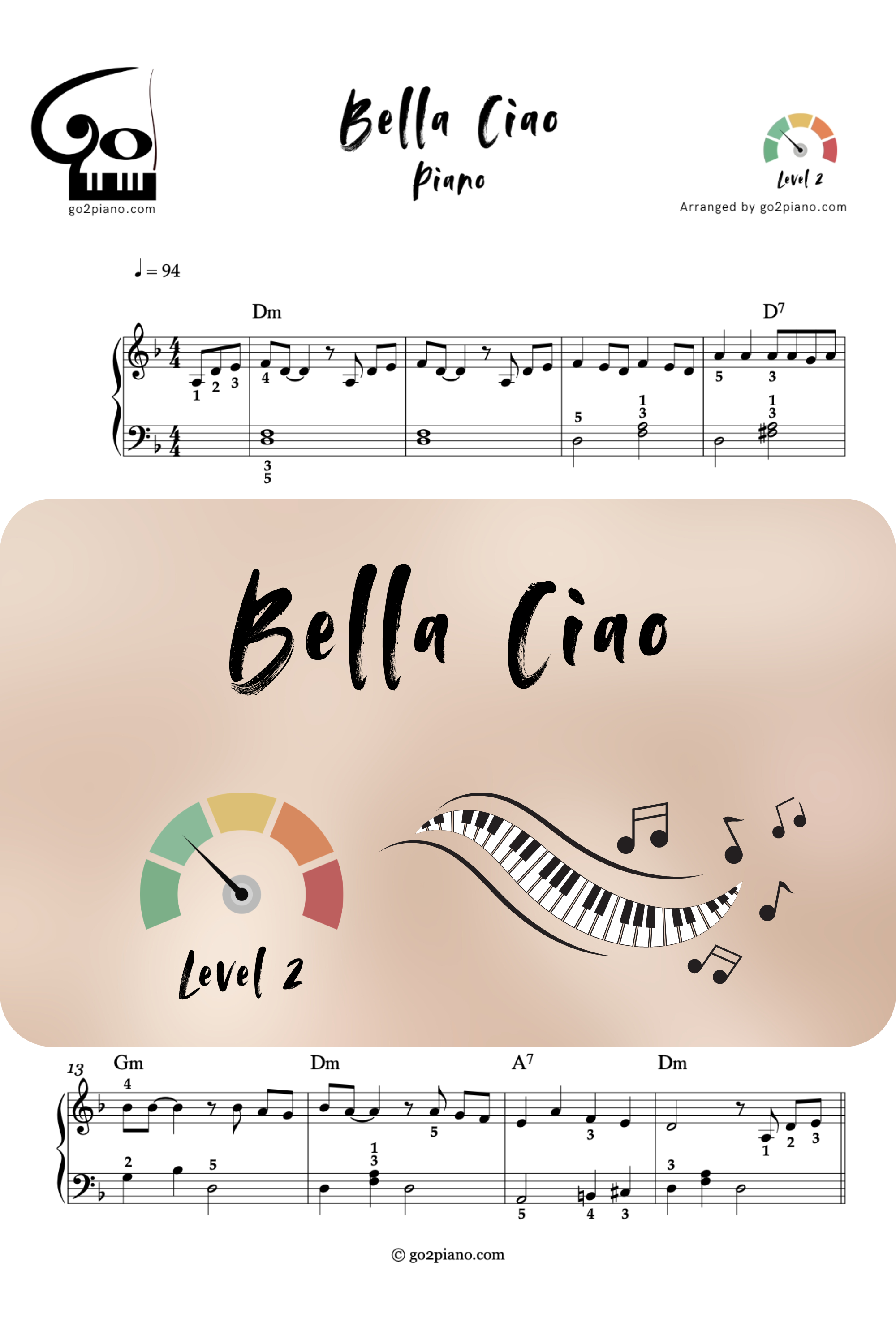 Bella Ciao - Piano - Level 2