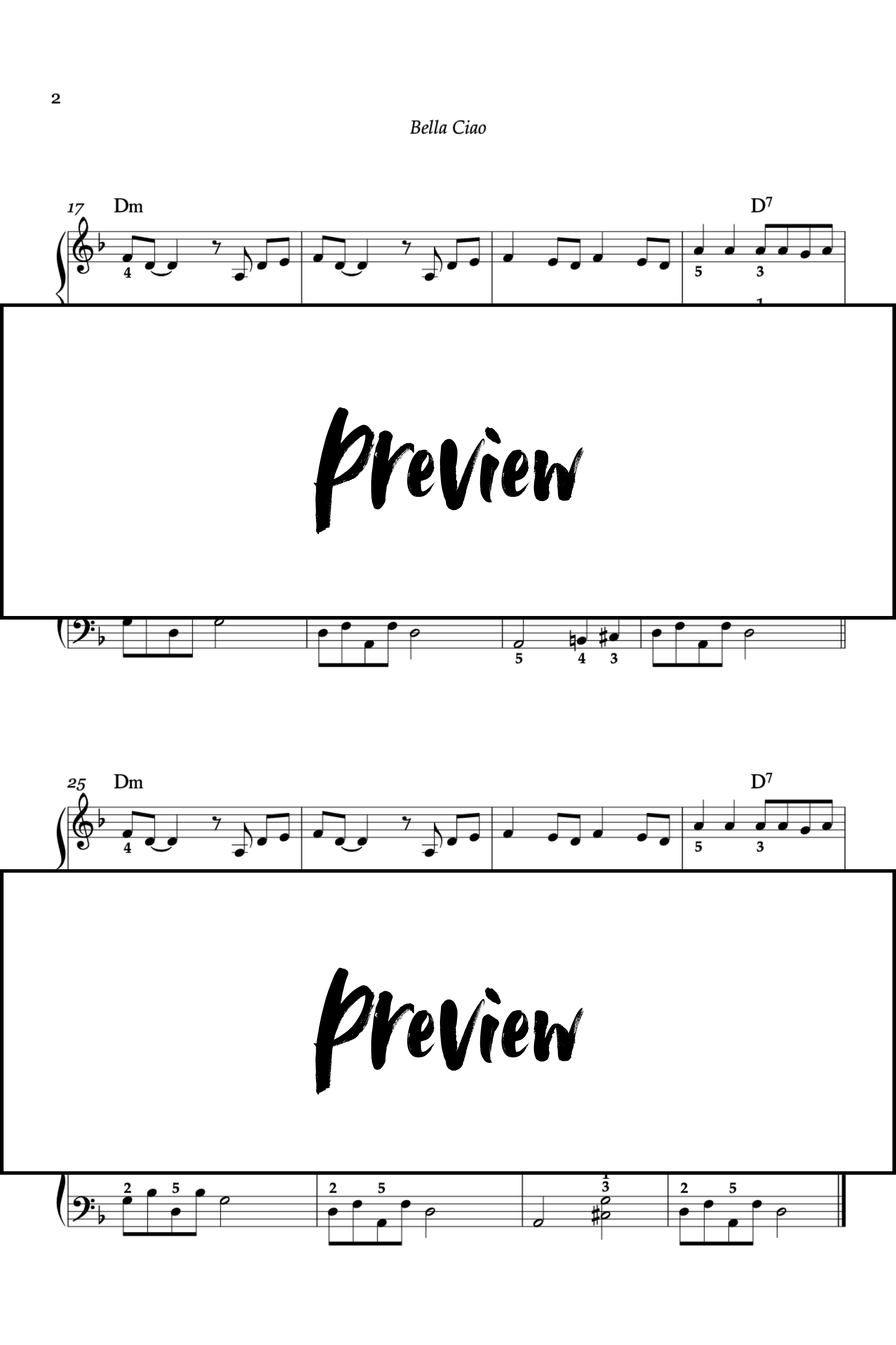 Bella Ciao - Piano - Level 2