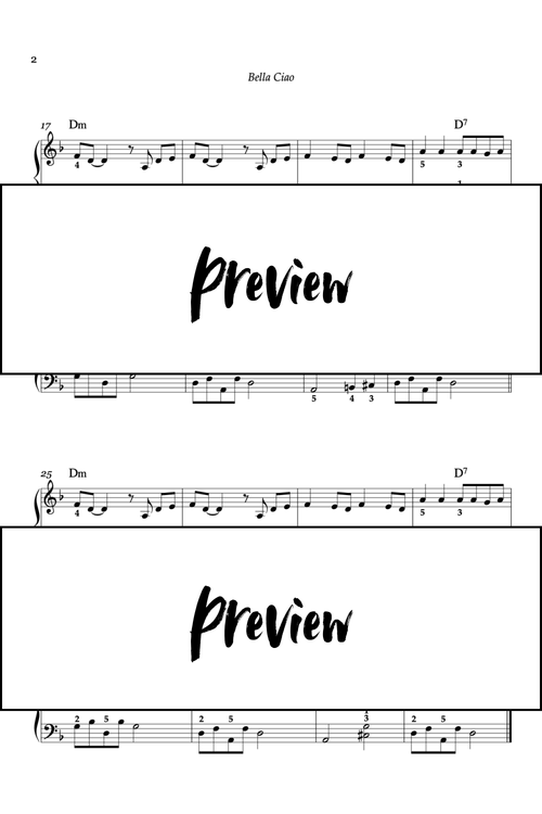Bella Ciao - Piano - Niveau 2