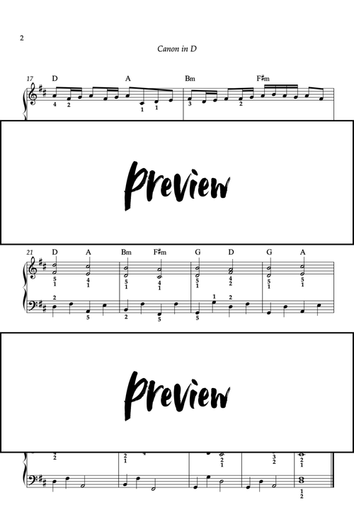 Canon en Ré Majeur - Piano - Niveau 2