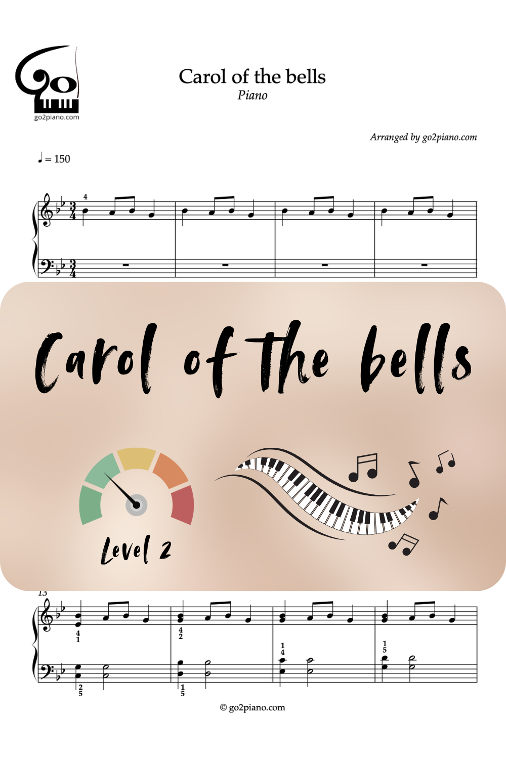 Carol of the Bells - Piano - Niveau 2/5