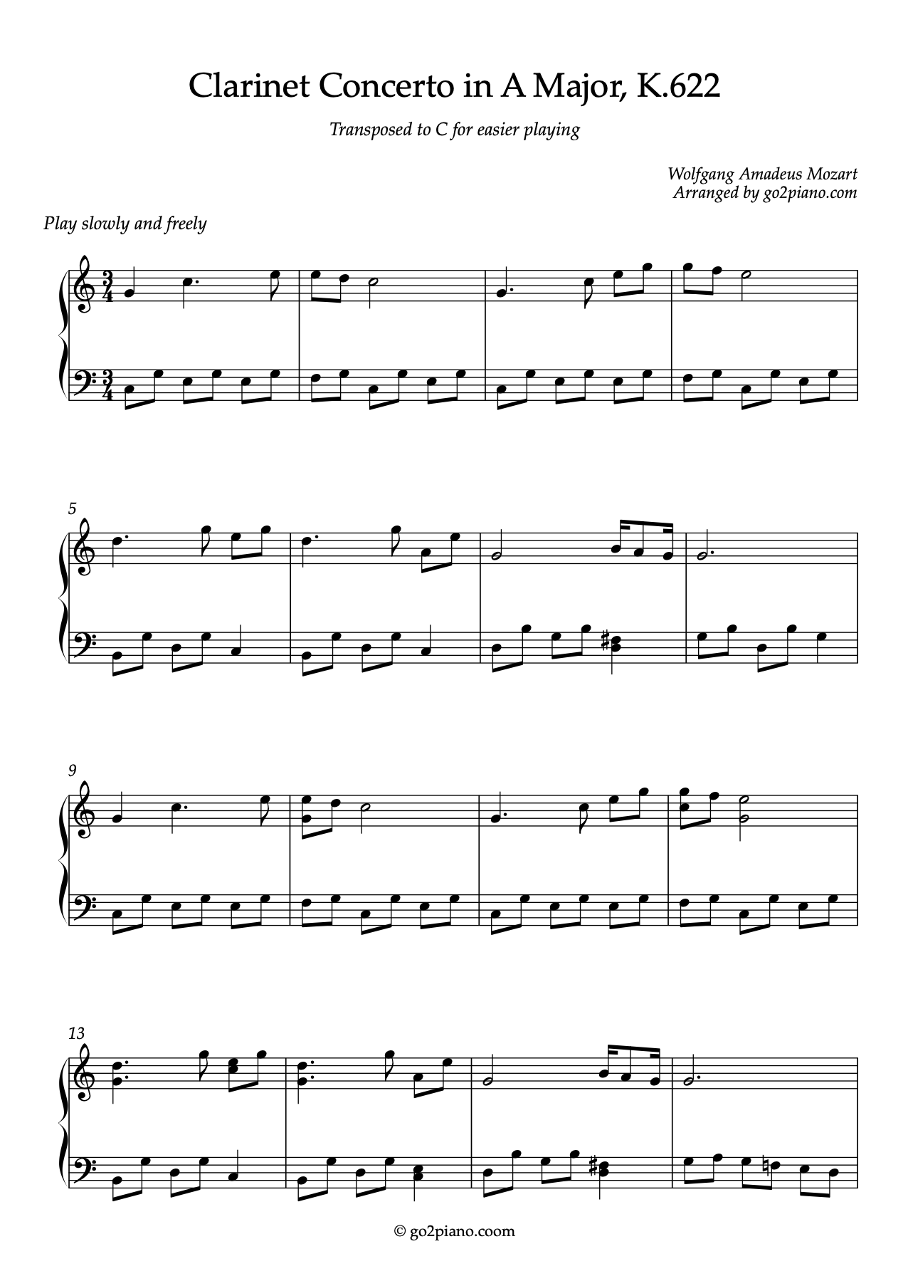 Concerto pour Clarinette - Piano - Niveau 2/5