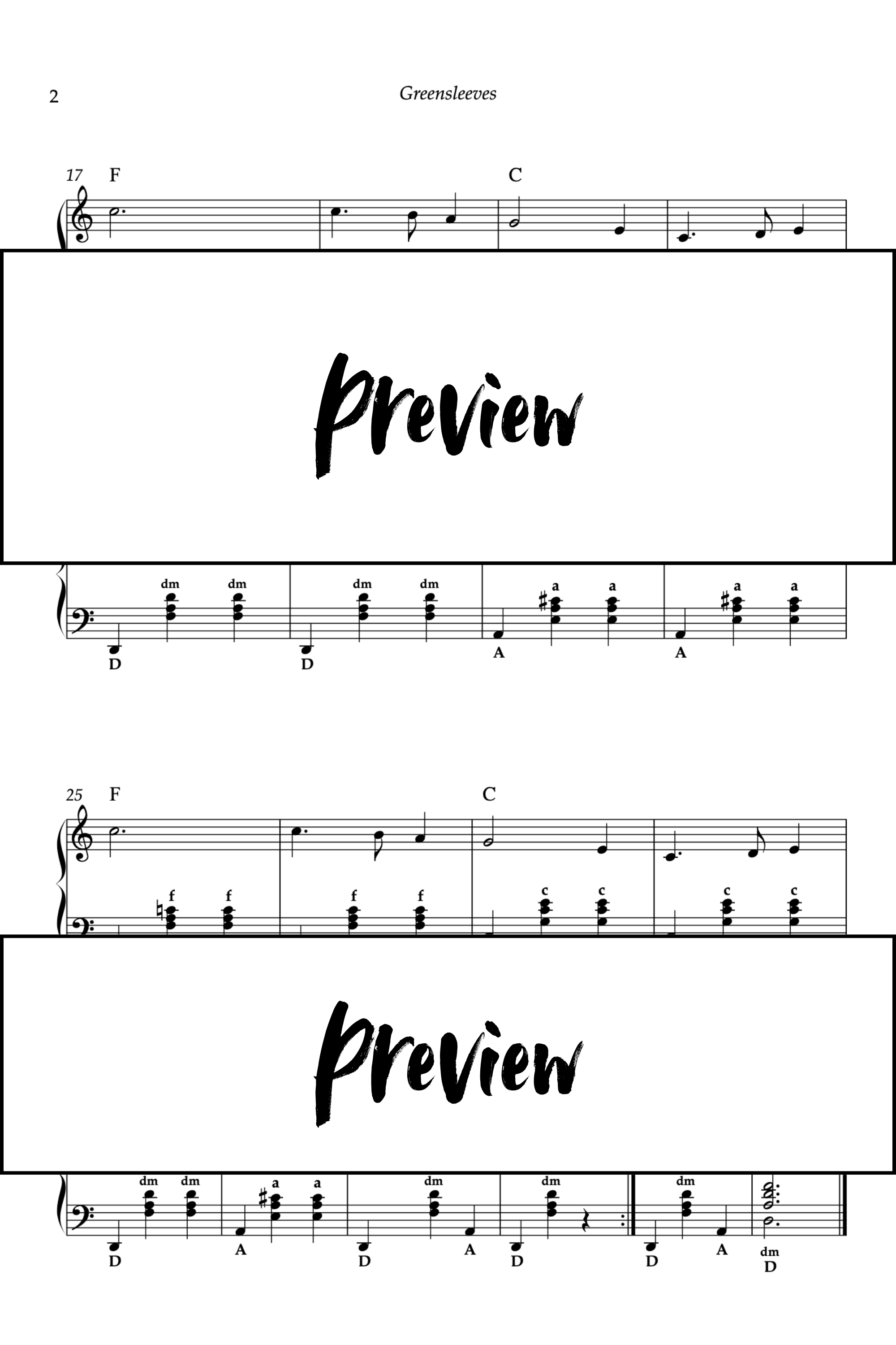 Greensleeves - Accordion - Level 2