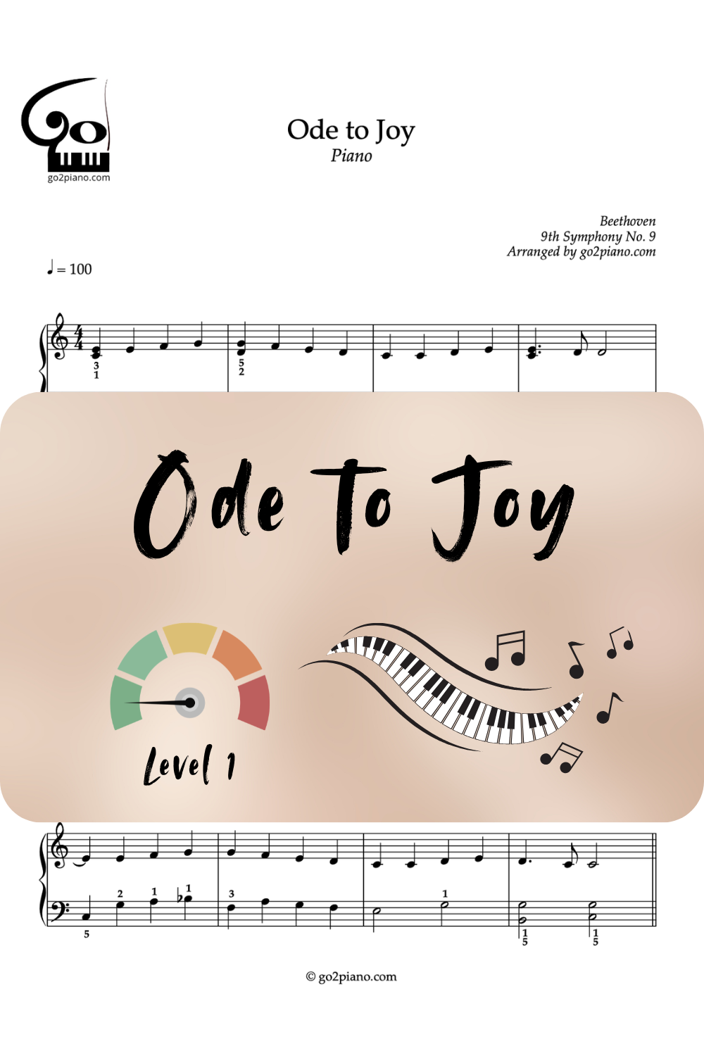 Hymne à la Joie - Piano - Niveau 1/5