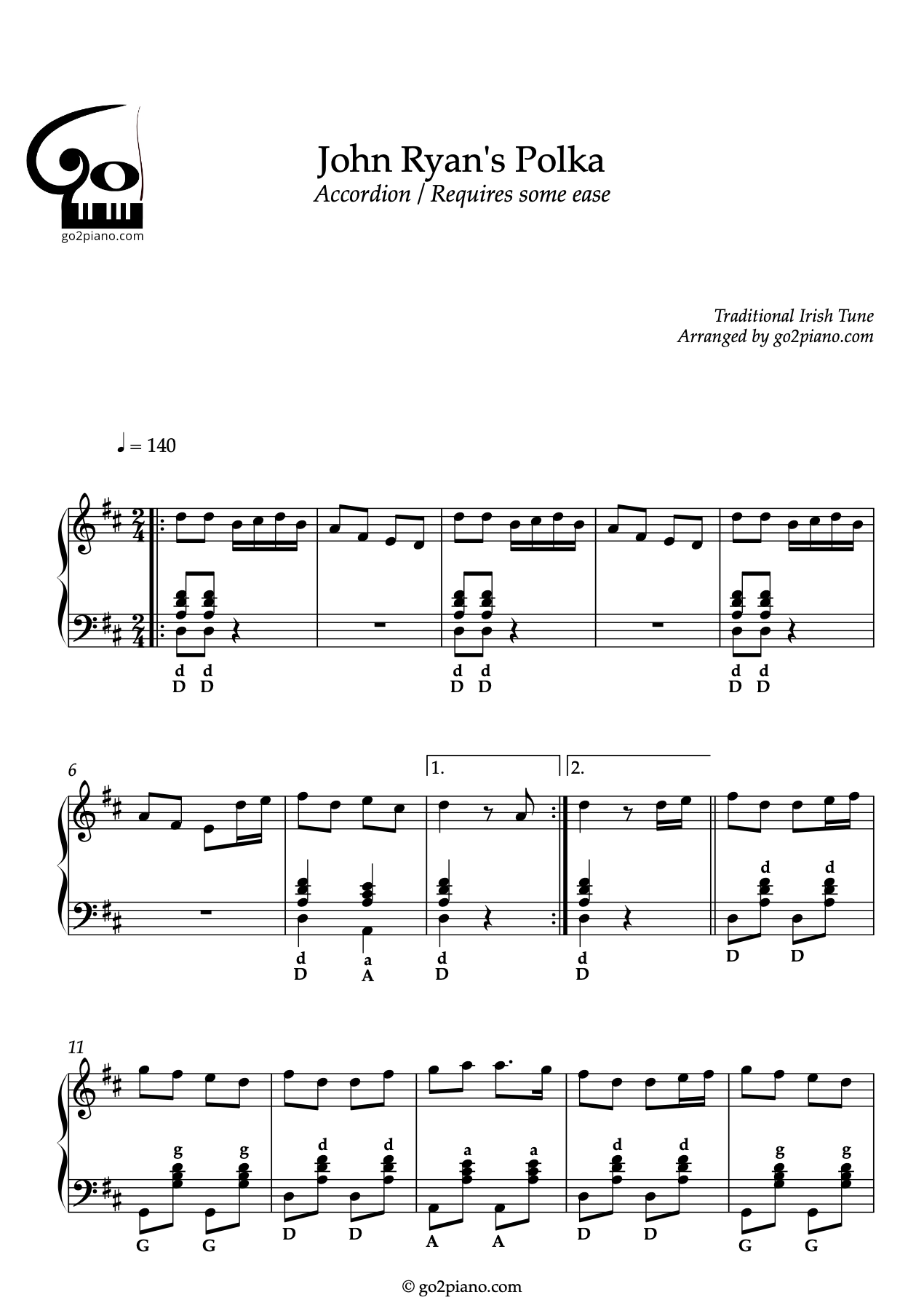 John Ryan's Polka - Accordéon - Niveau 4/5