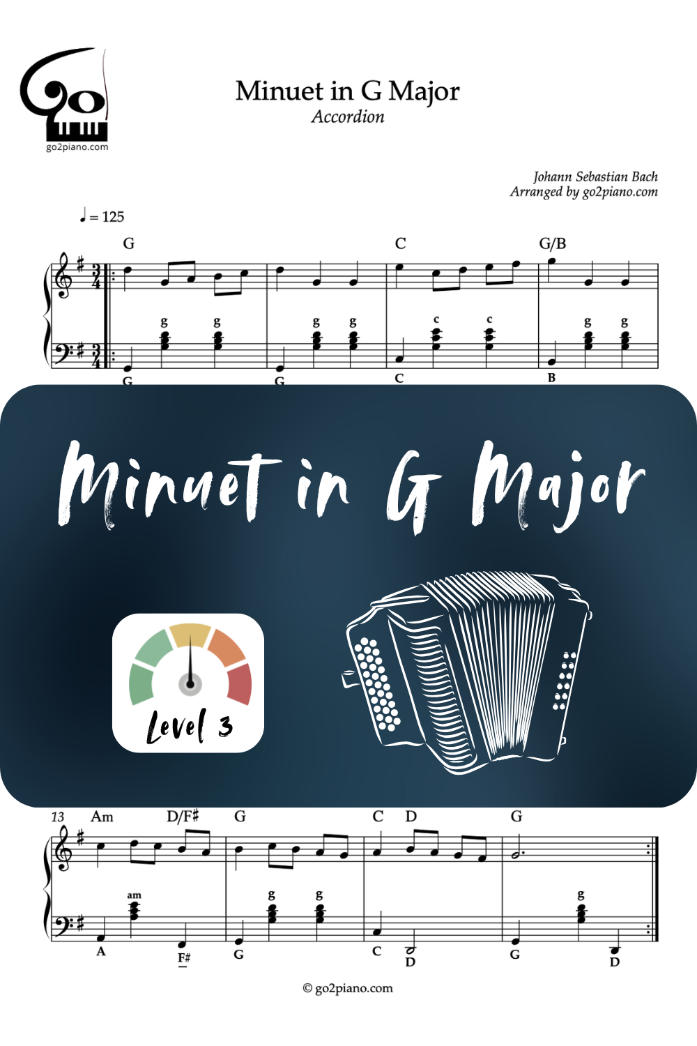 Menuet en sol majeur - Accordéon - Niveau 3/5