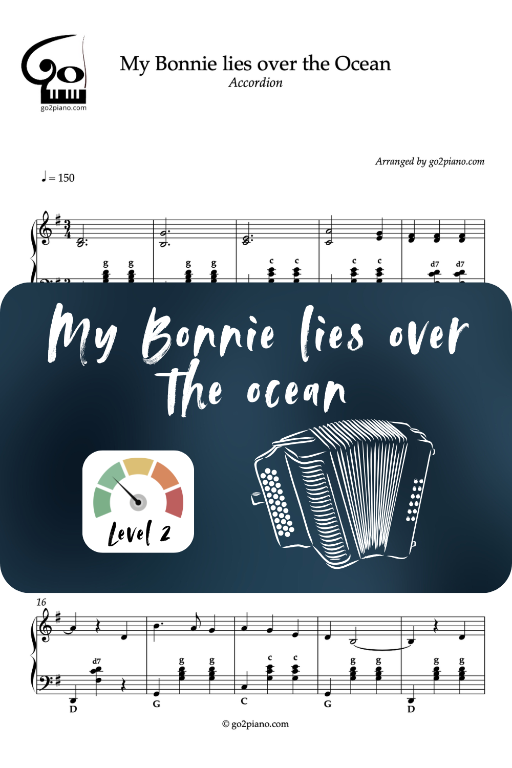 My Bonnie Lies Over the Ocean - Accordéon - Niveau 2/5