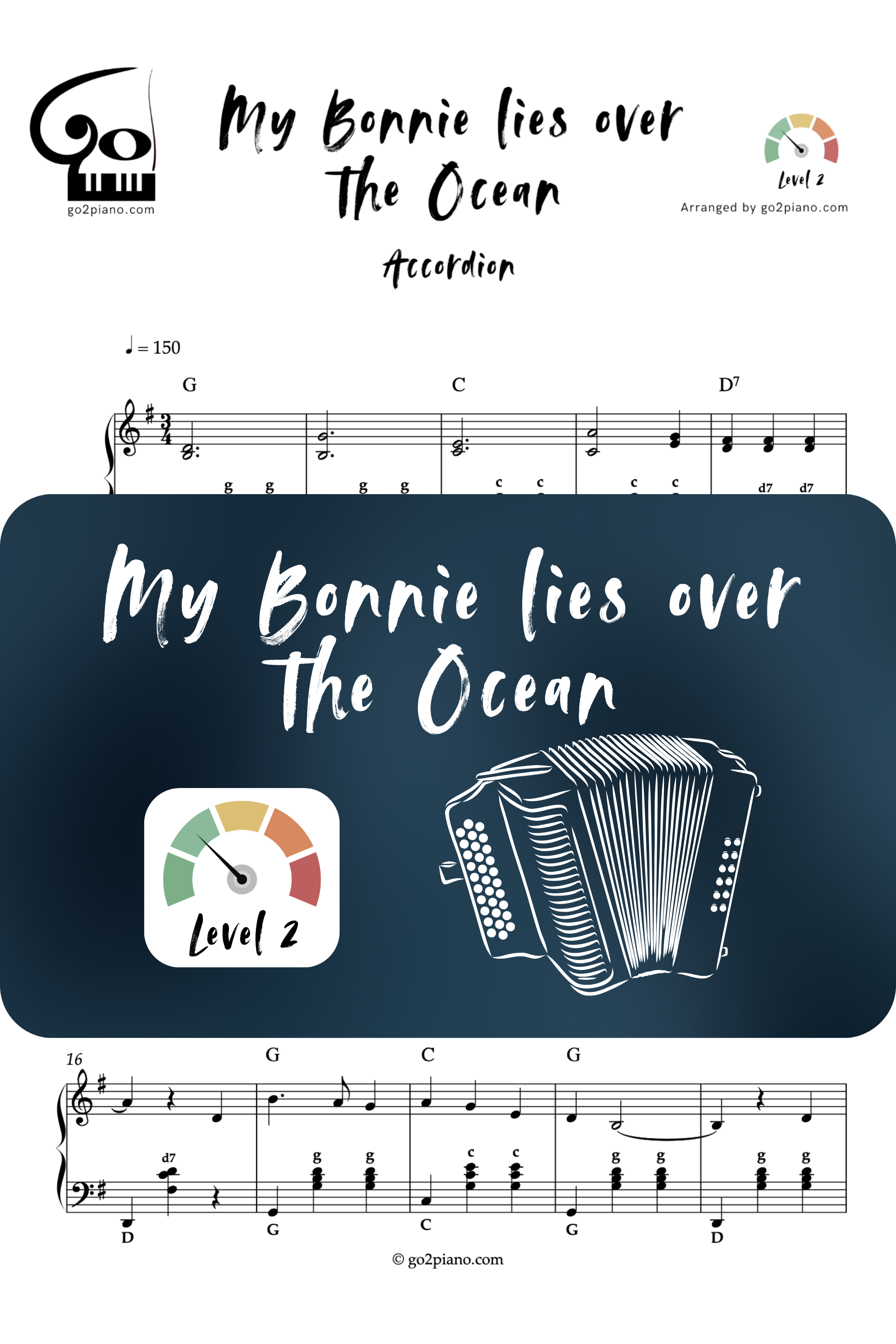 My Bonnie Lies Over the Ocean - Akordeon - Poziom 2