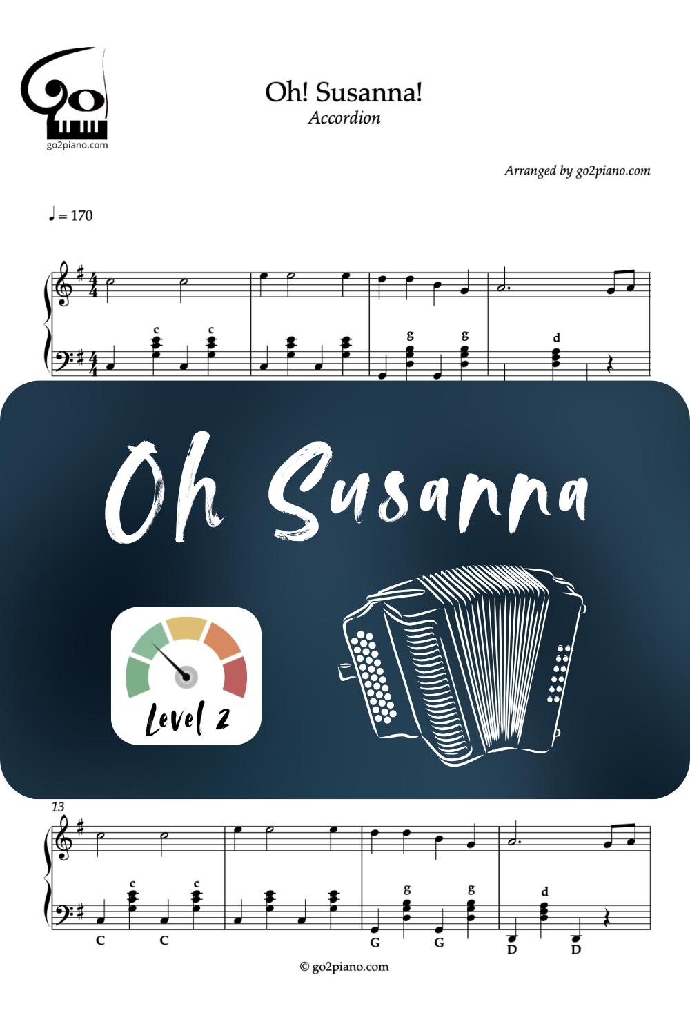 Oh Susanna - Accordéon - Niveau 2/5