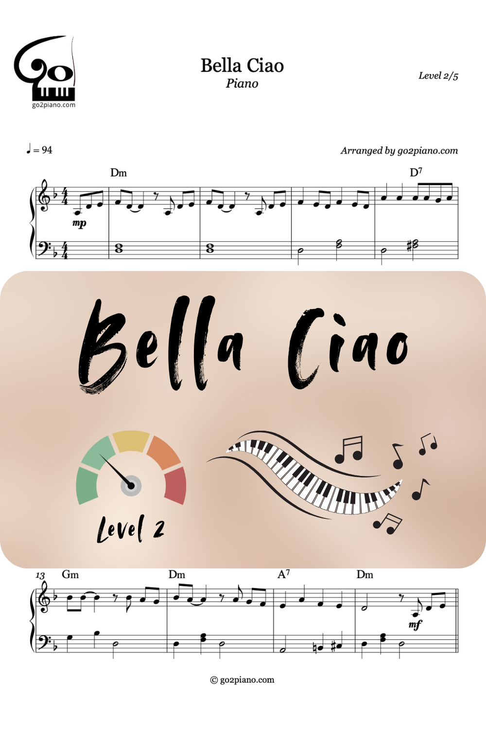 Bella Ciao - Piano - Niveau 2/5