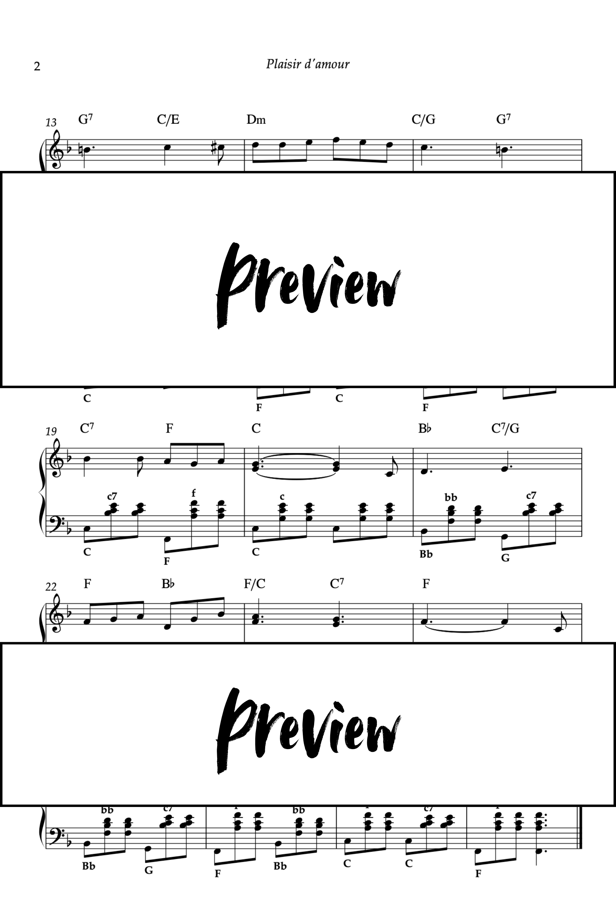 Plaisir d'amour - Accordéon - Niveau 2