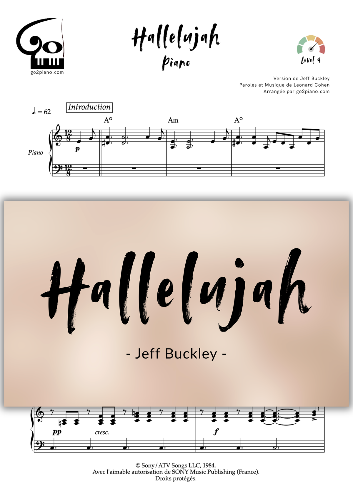 Hallelujah (Buckley, piano-voix) Go2Piano