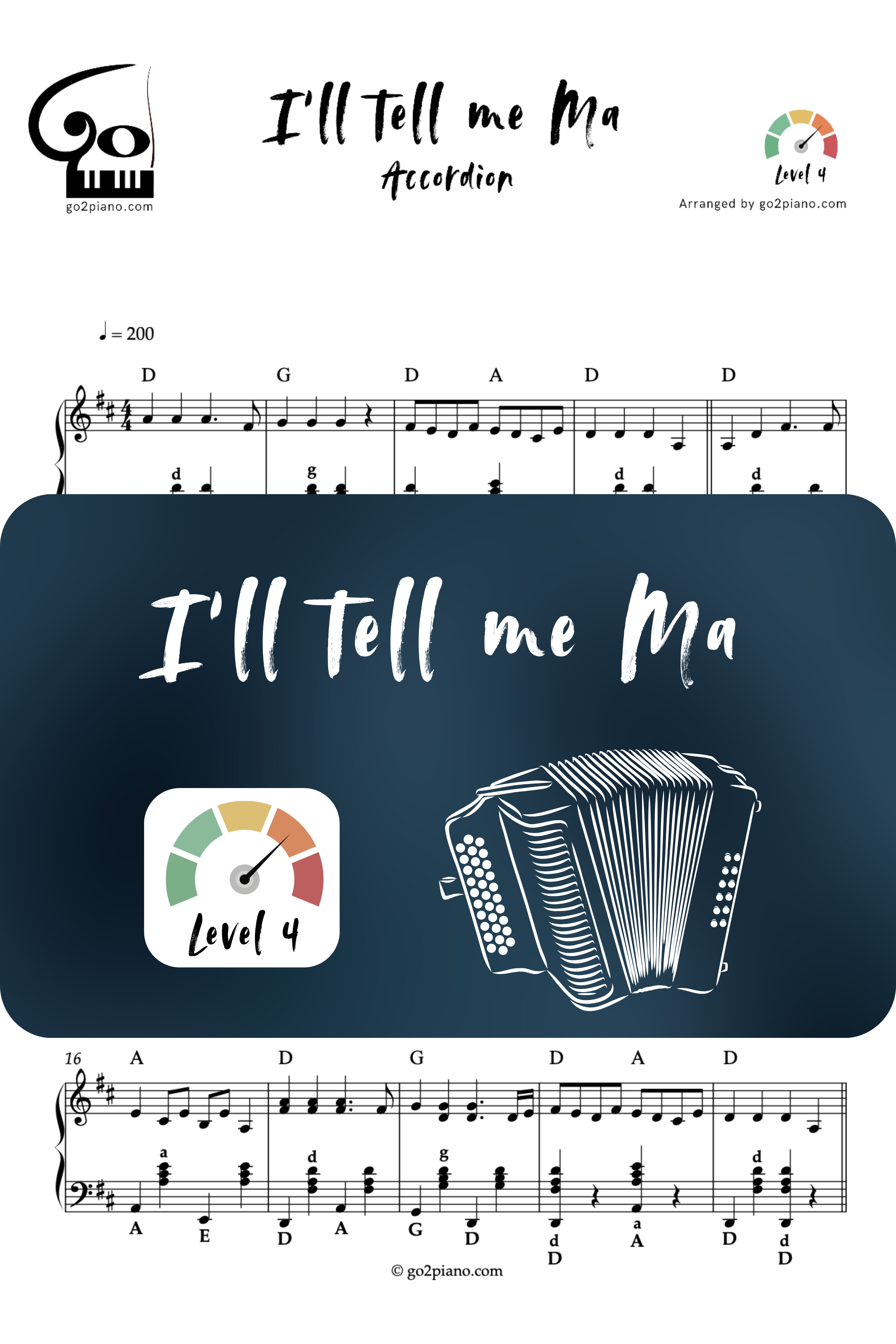 I'll Tell Me Ma - Accordéon - Niveau 4 Go2Piano