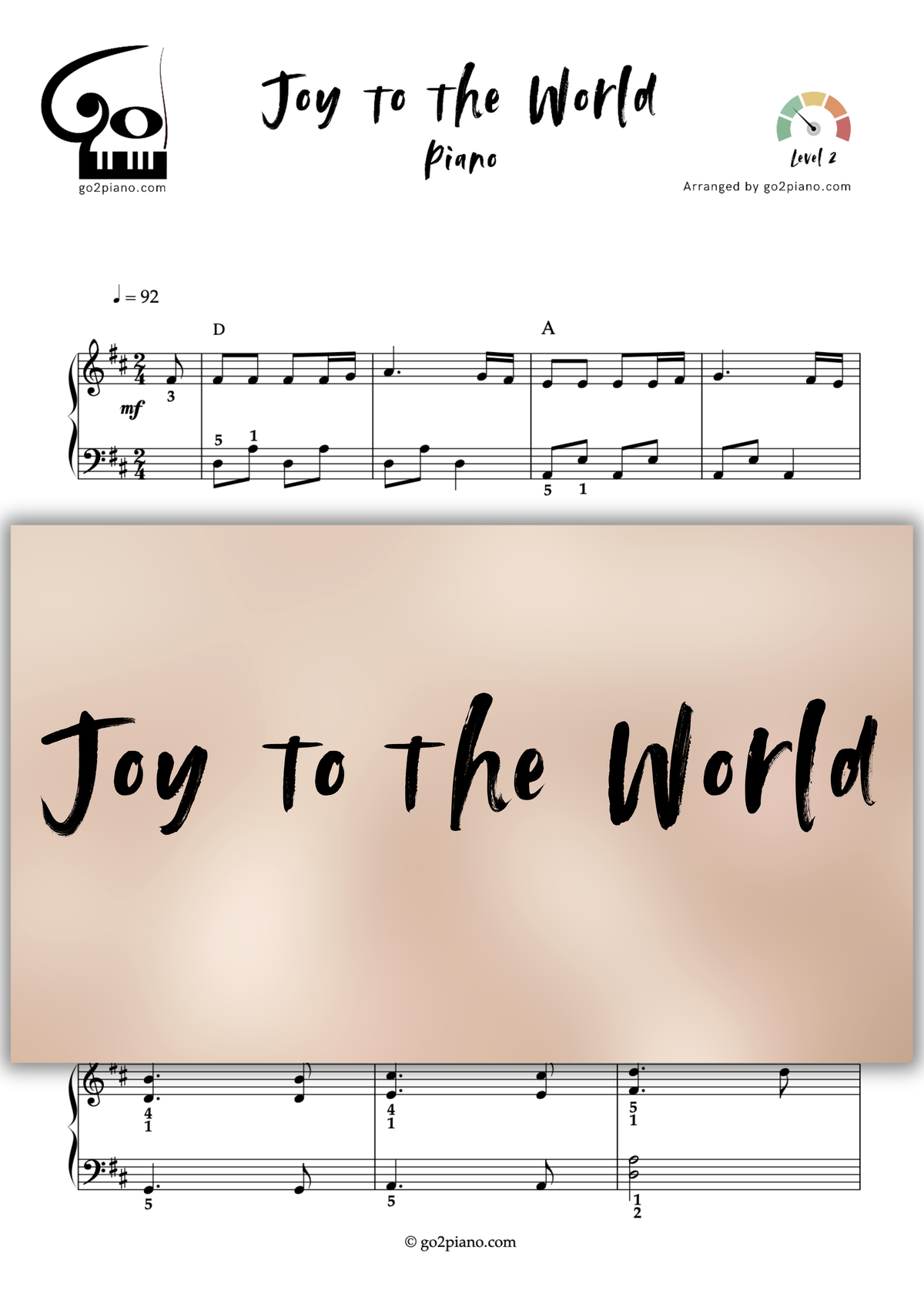 Joy to the World Go2Piano