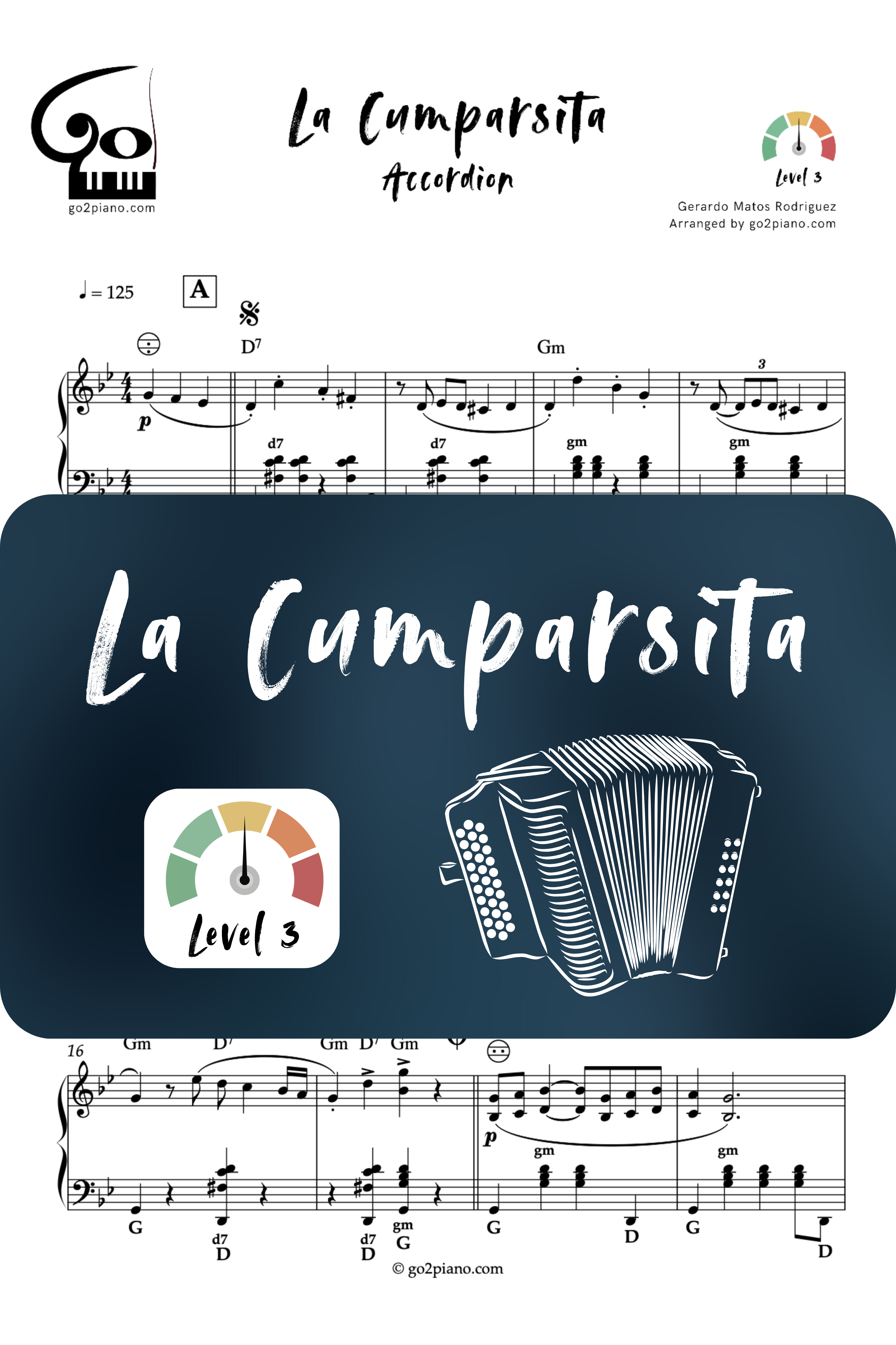 La Cumparsita - Accordéon - Niveau 3 Go2Piano