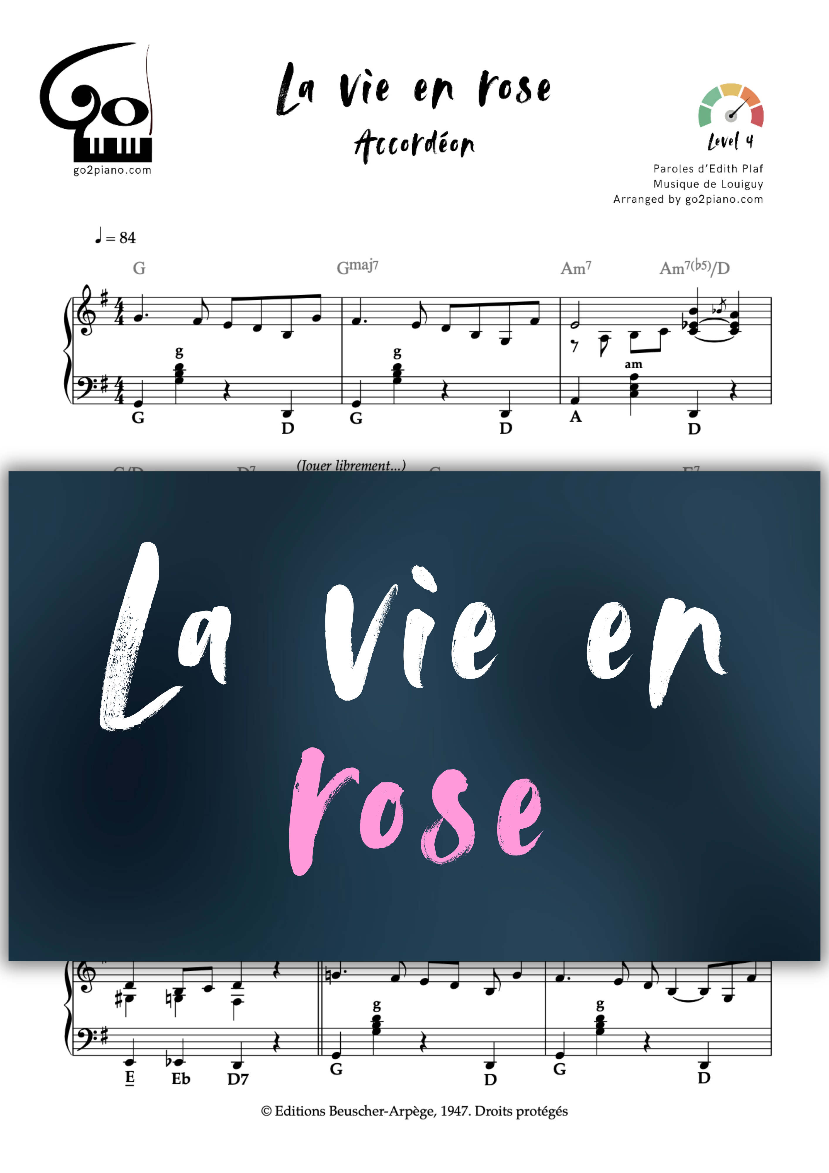 La Vie en Rose Go2Piano