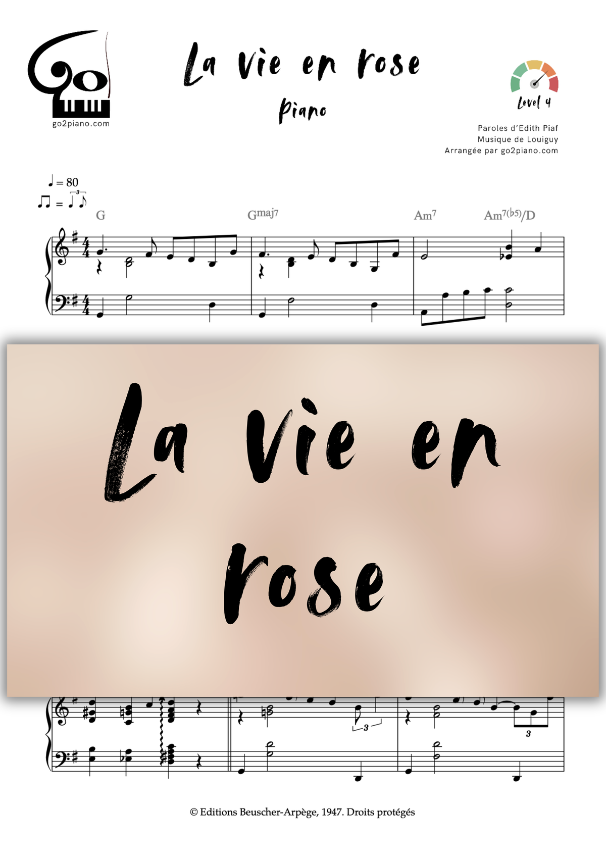 La vie en rose Go2Piano