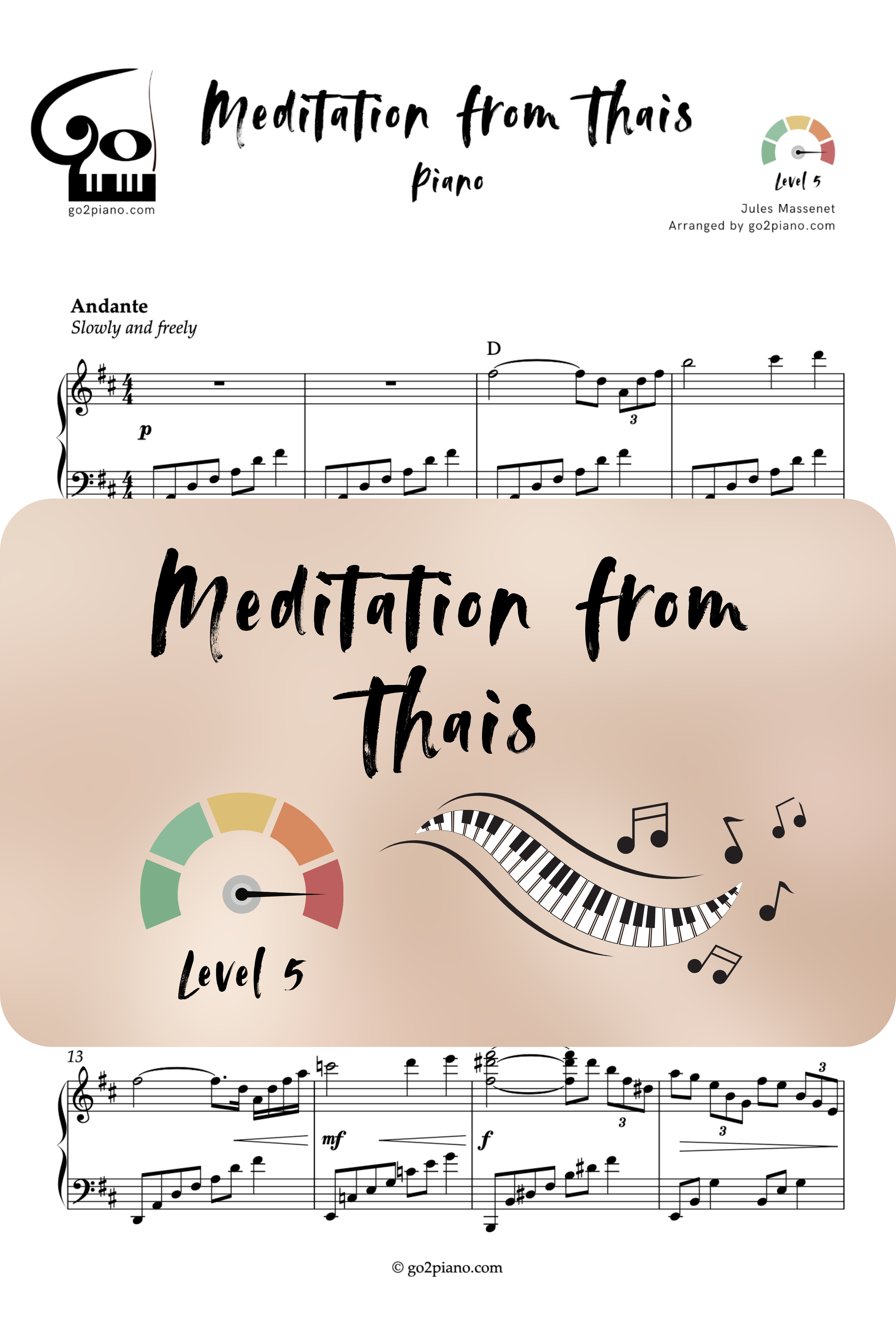 Méditation de Thaïs - Piano - Niveau 5 Go2Piano