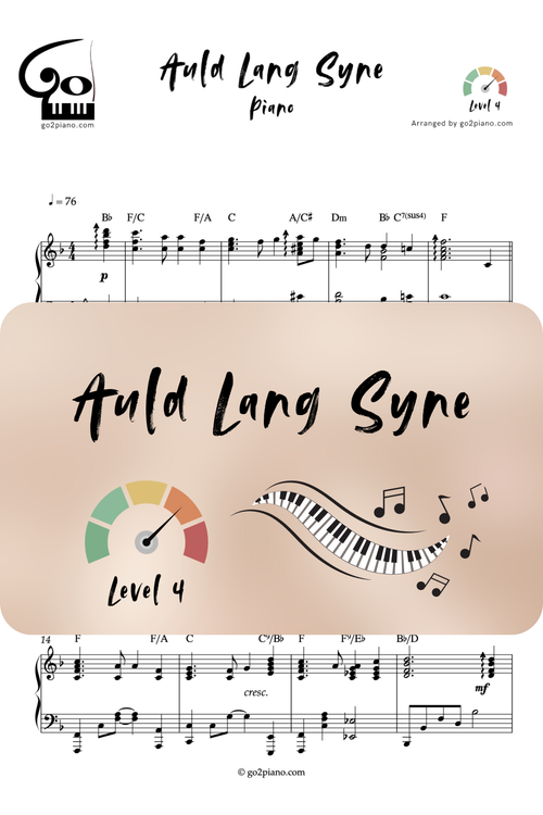 Auld Lang Syne - Piano - Niveau 4 Go2Piano