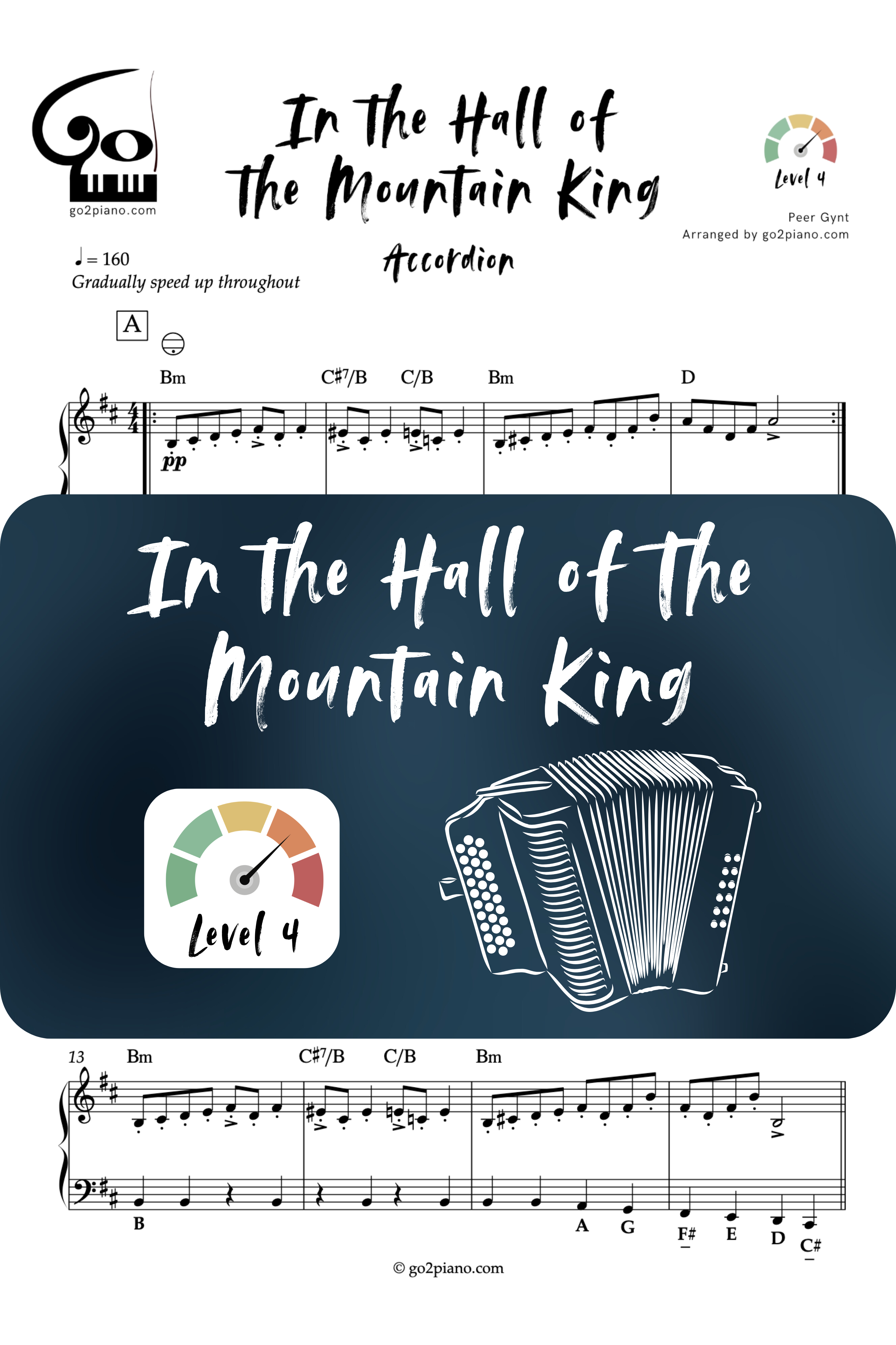 In the Hall of the Mountain King - Accordéon - Niveau 4 Go2Piano