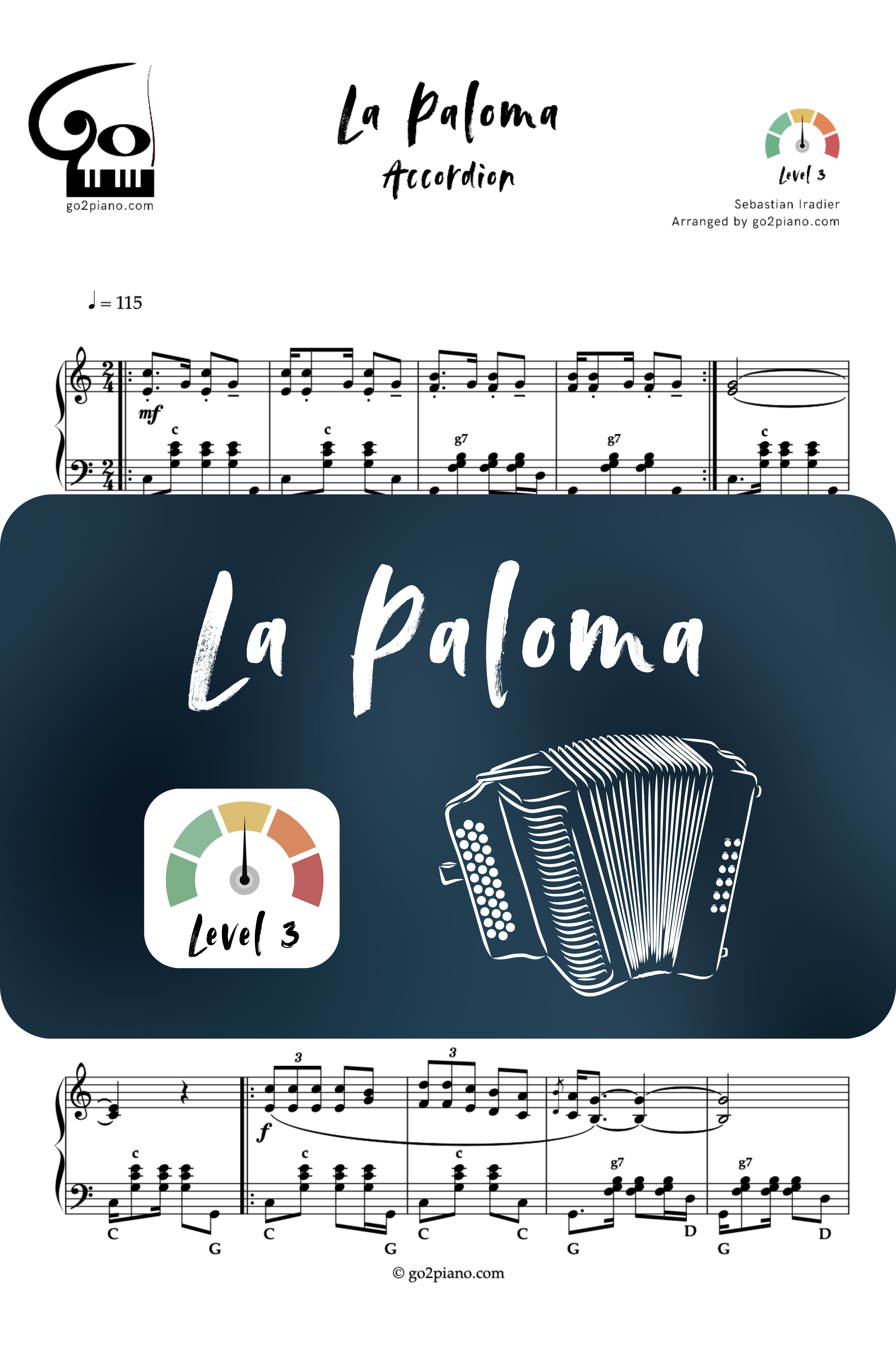 La Paloma - Accordéon - Niveau 3 Go2Piano