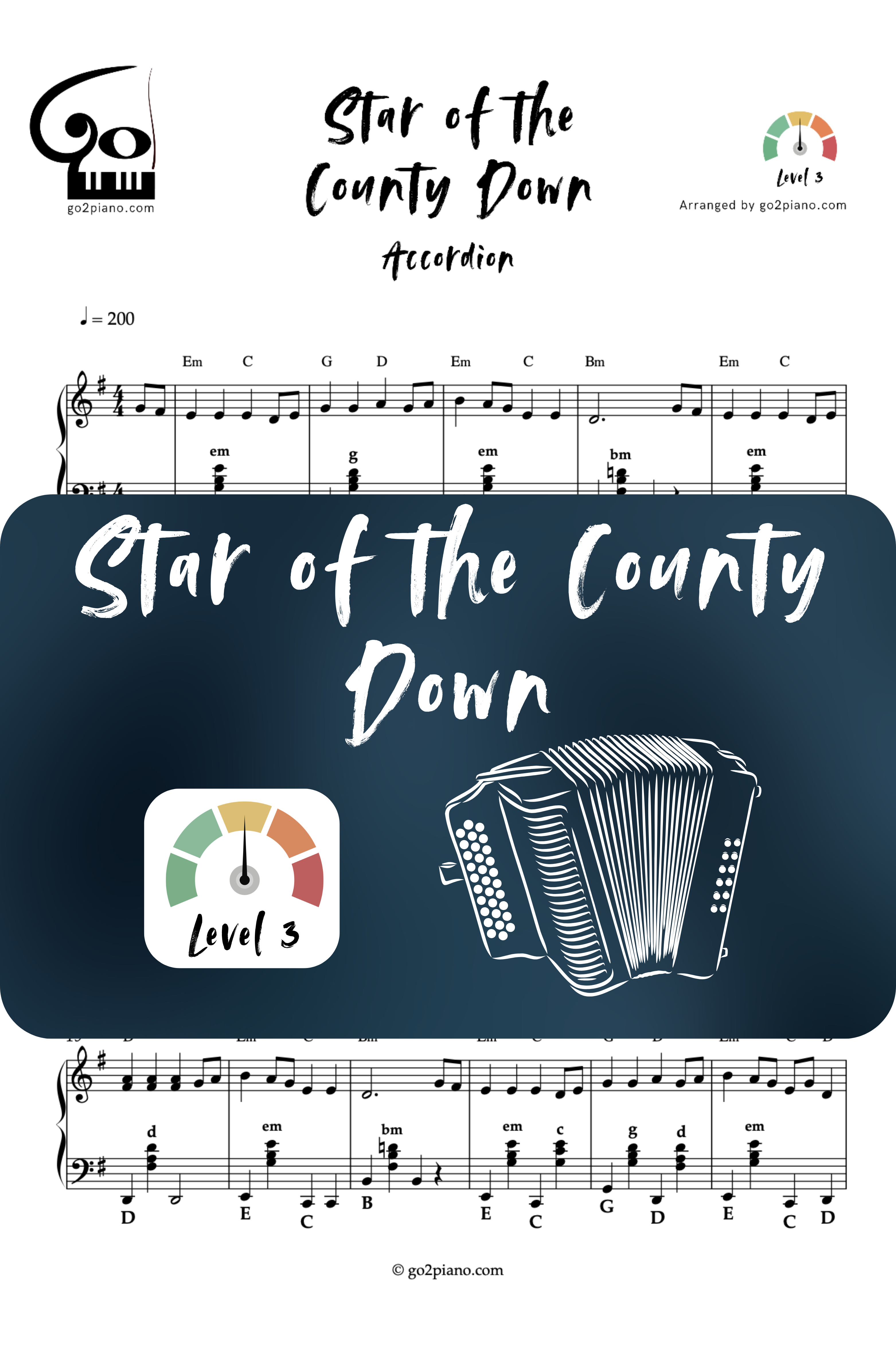Star of the County Down - Accordéon - Niveau 3 Go2Piano