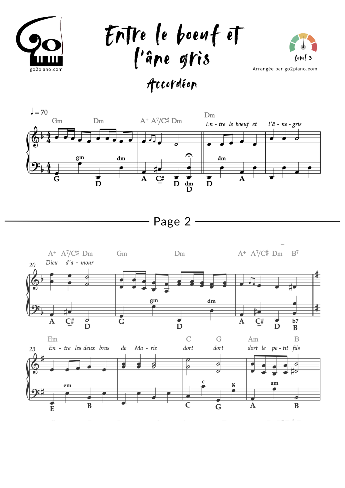 Entre le bœuf et l'âne gris Go2Piano