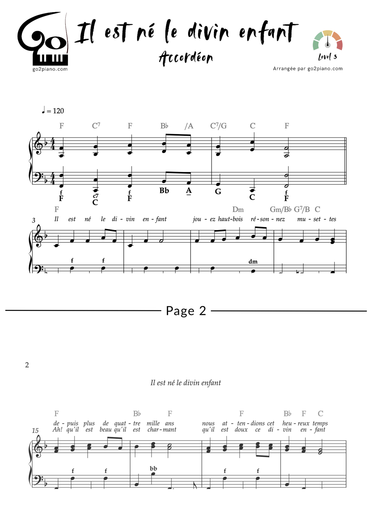 Il est né le divin enfant Go2Piano