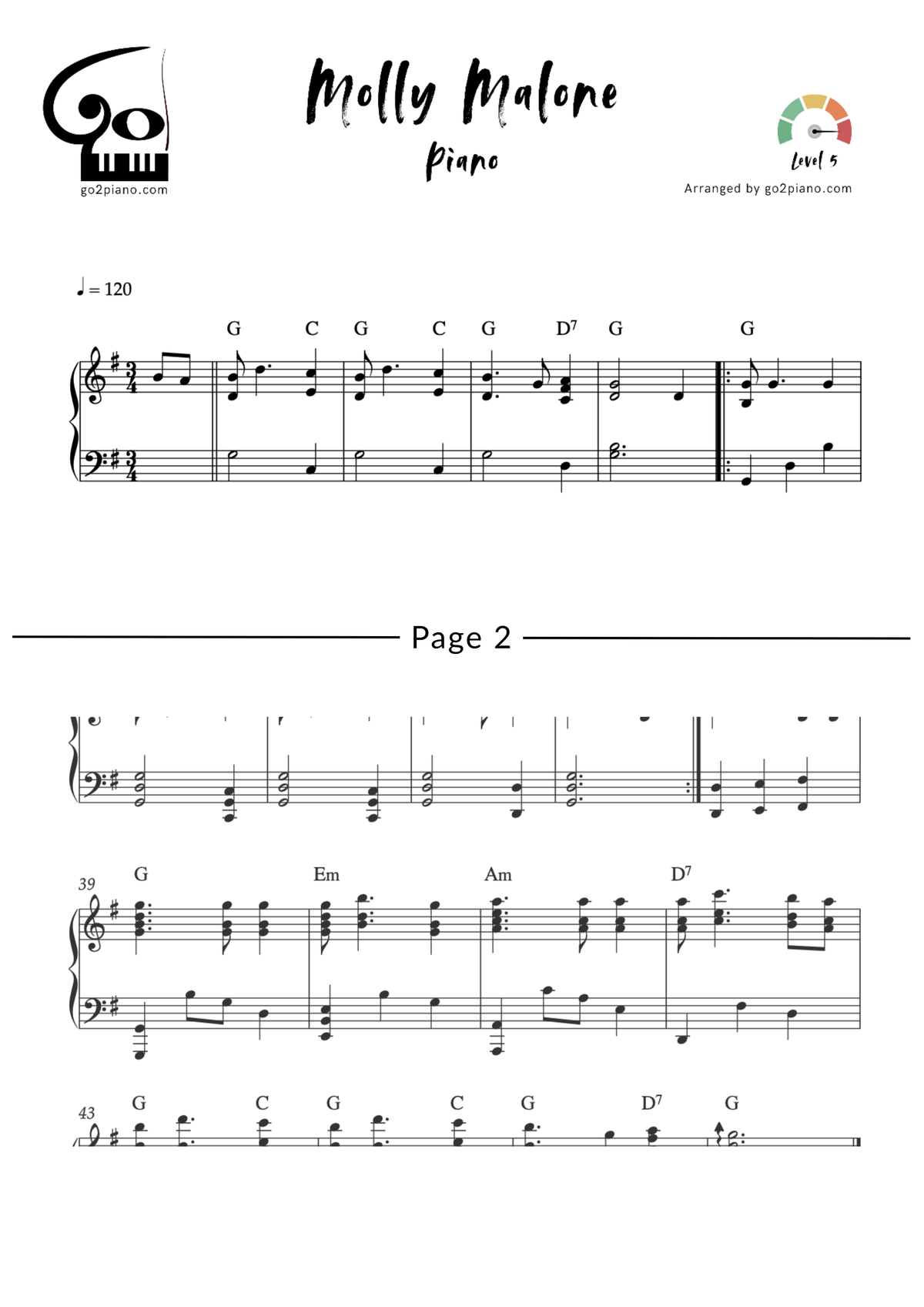 Molly Malone Go2Piano