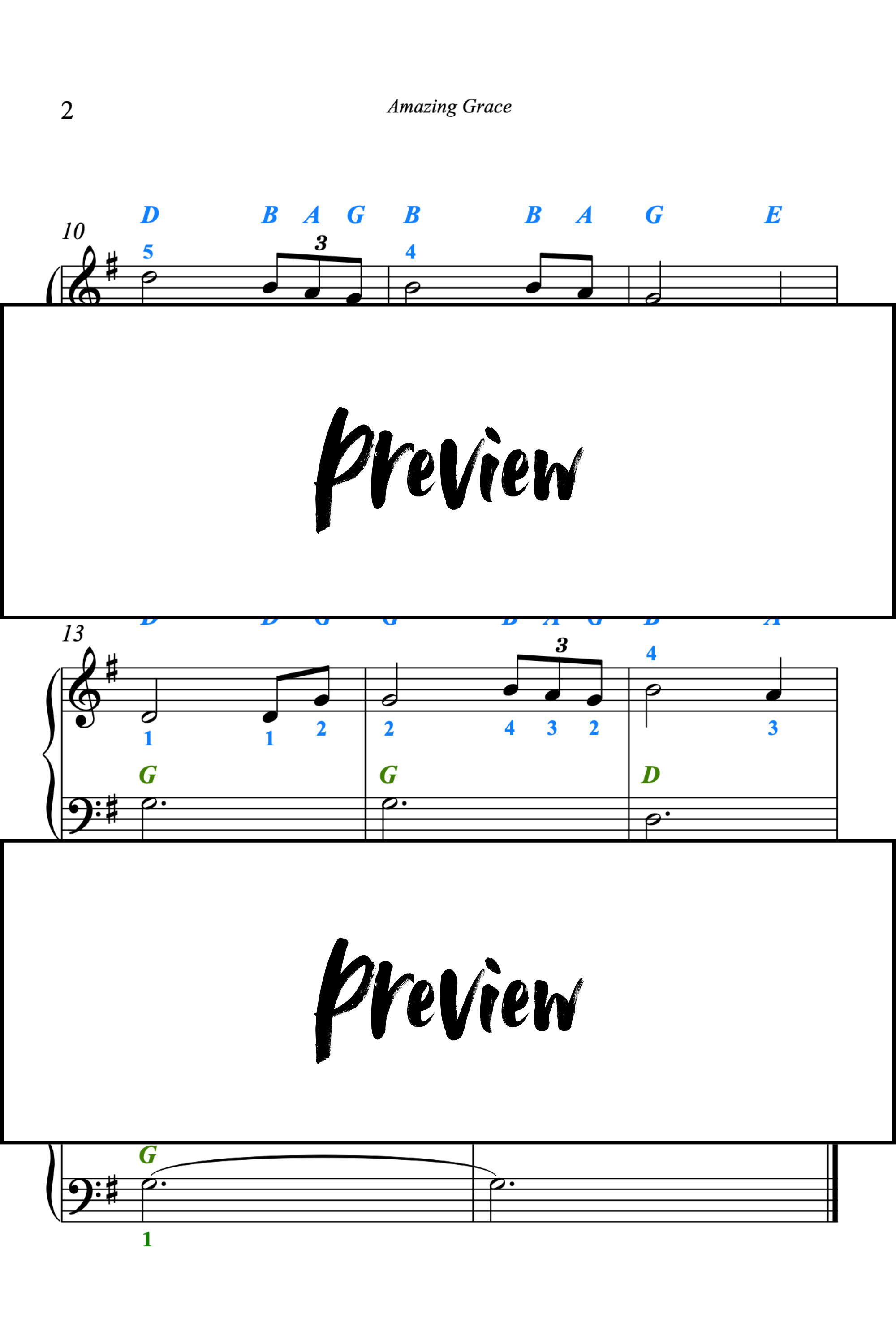 Amazing Grace - Piano - Niveau 1